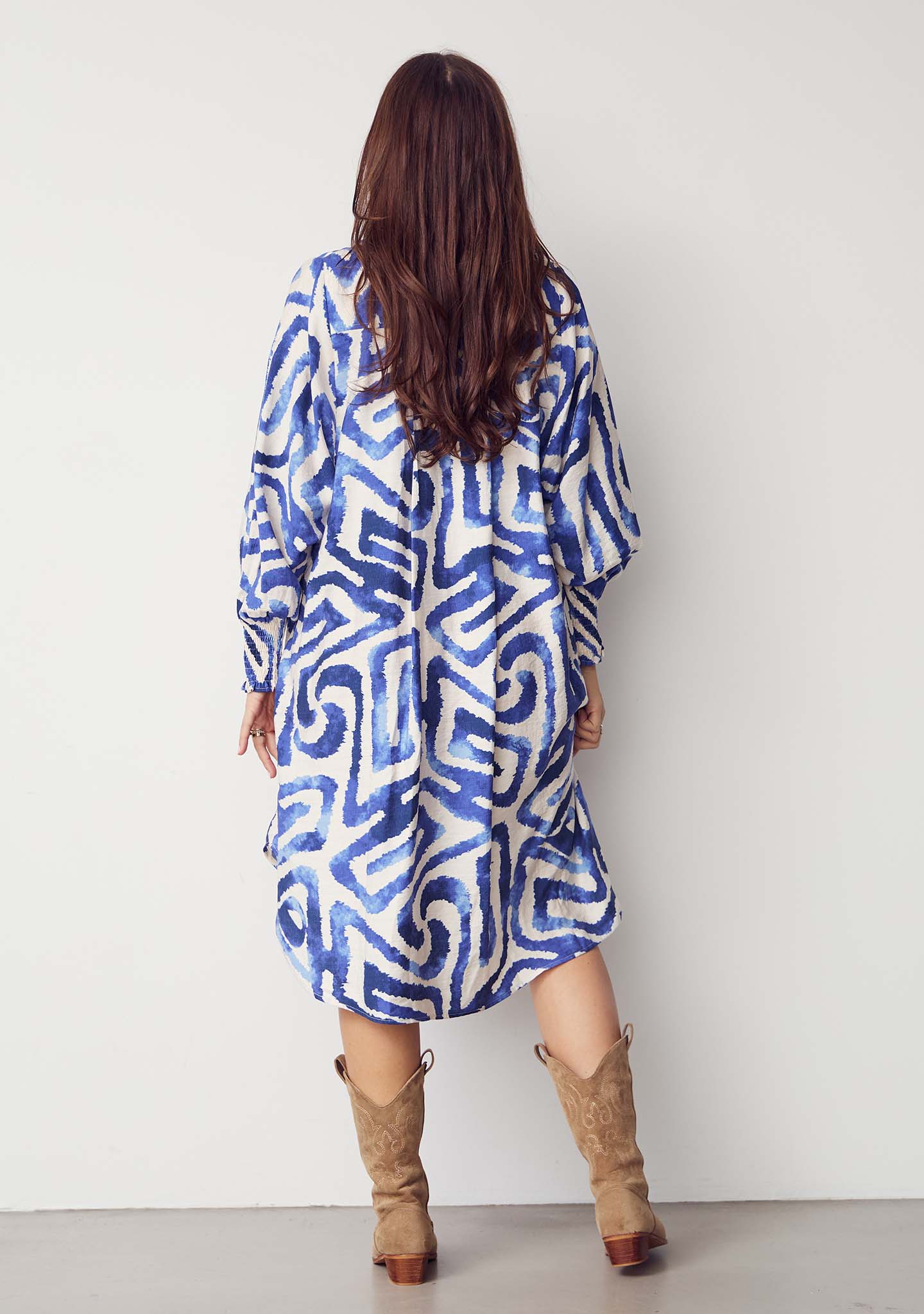 Ane Printed Dress - Blue Graphical - Image 3