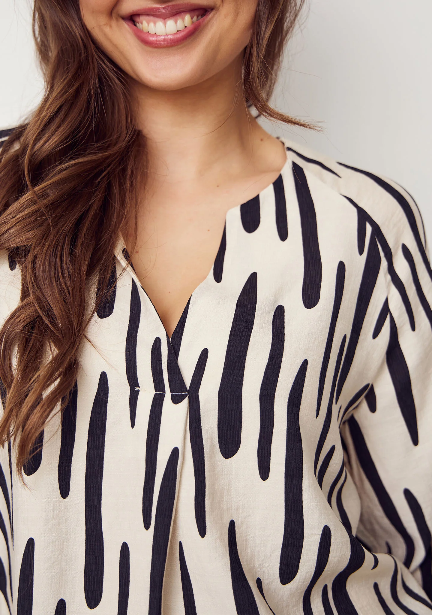 Ane V-Neck Blouse - Black Brushstrokes - Image 4