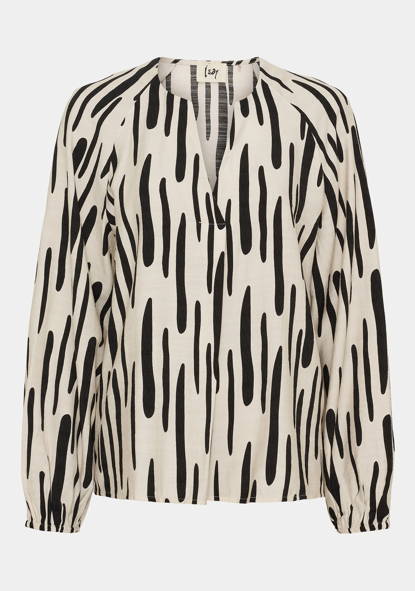 Ane V-Neck Blouse - Black Brushstrokes - Image 5