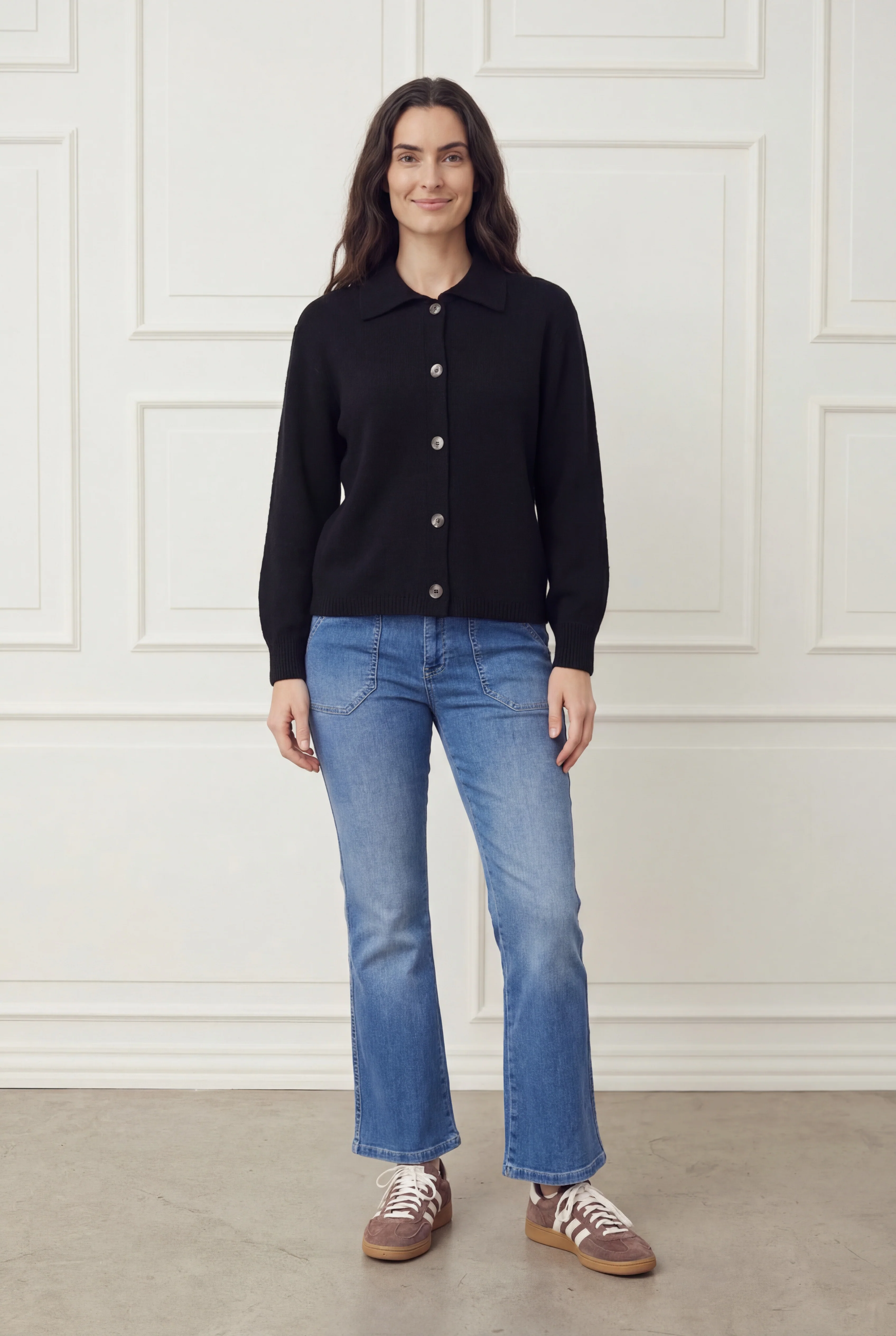 Anna Colar Cardigan - Black