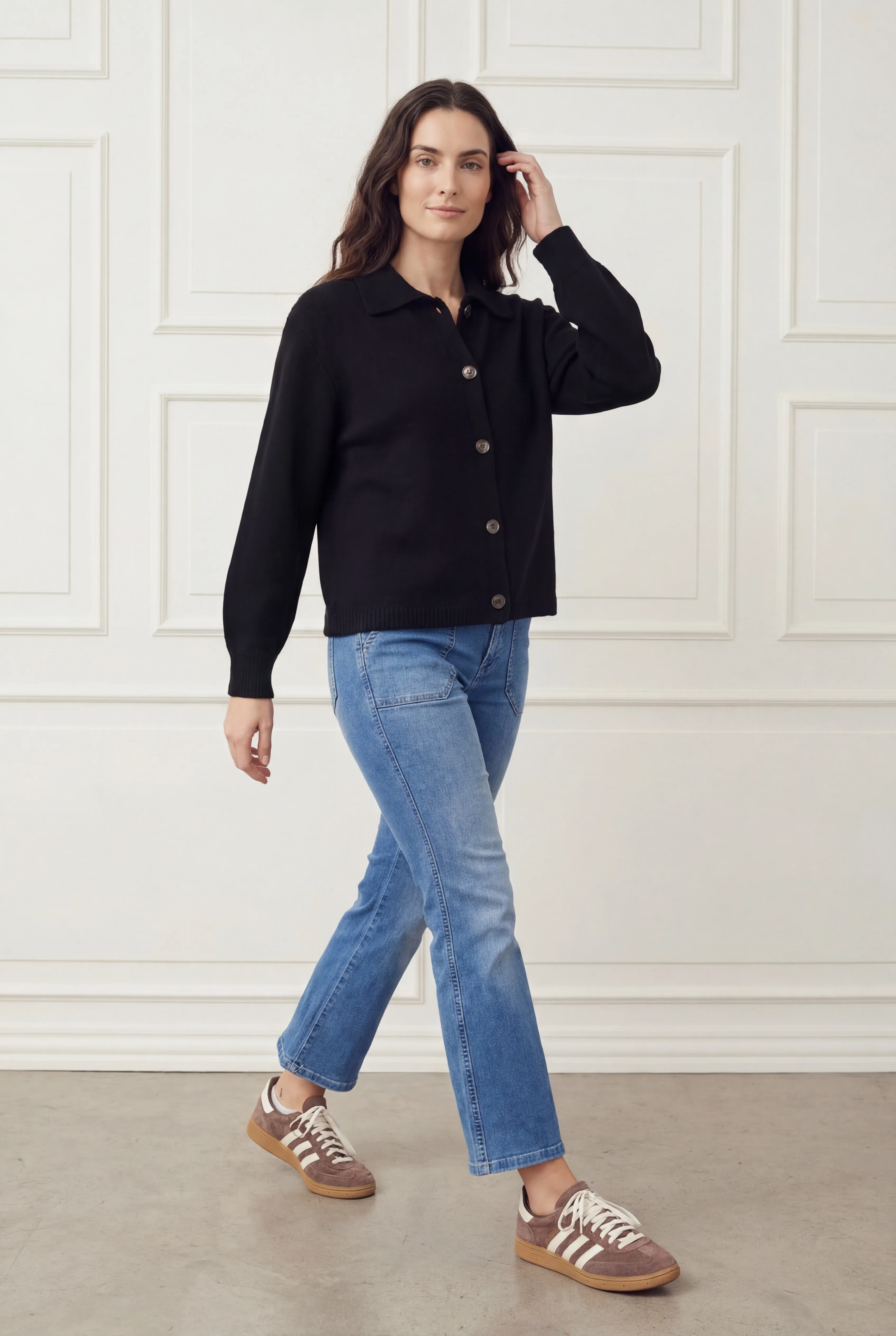 Anna Colar Cardigan - Black - Image 3