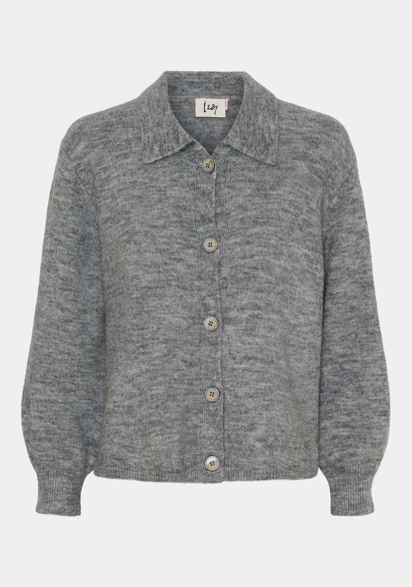 Anna Colar Cardigan - Grey Melange - Image 5