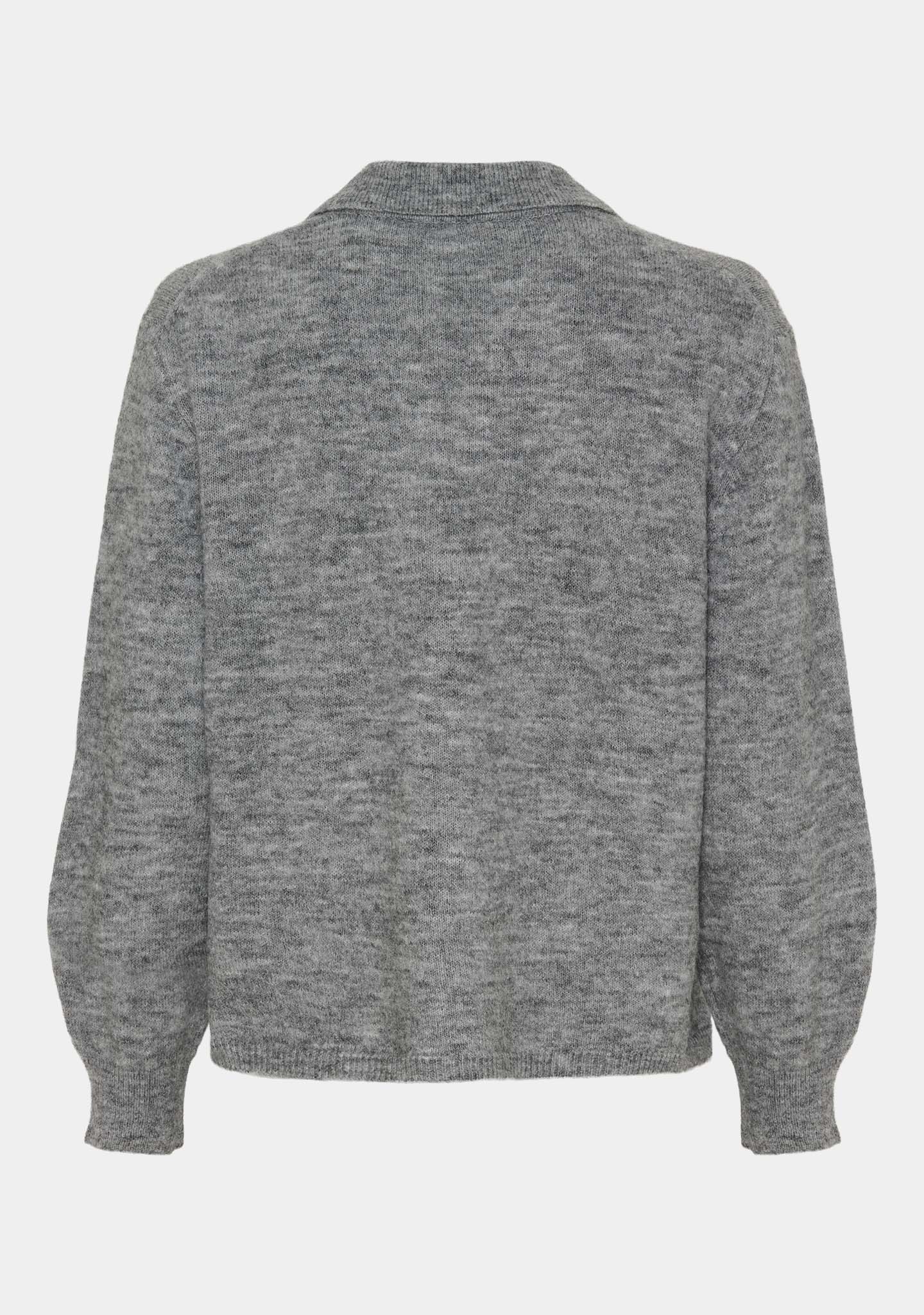 Anna Colar Cardigan - Grey Melange - Image 6