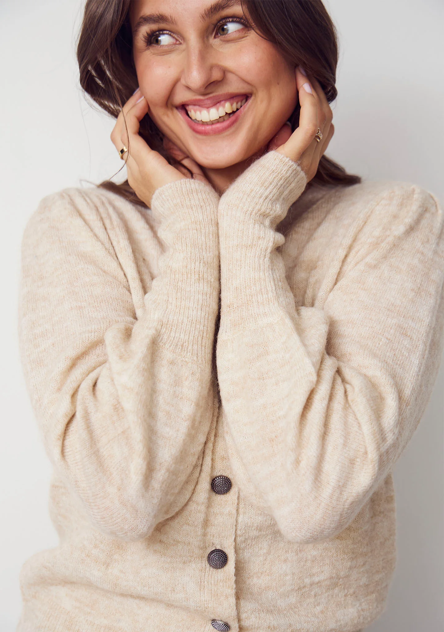 Anna Deco Cardigan - Sand Melange - Image 4