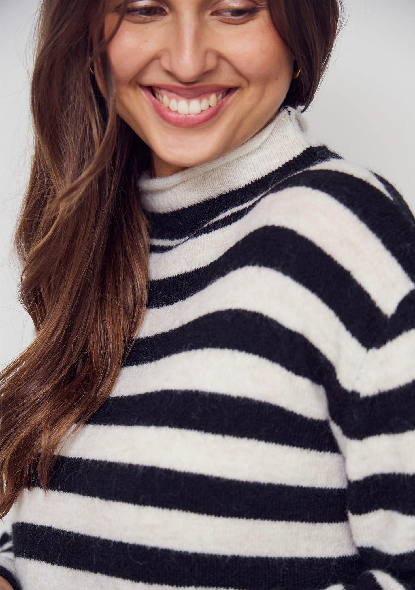 Anna Highneck Pullover - Black/Cream Stripe - Image 4