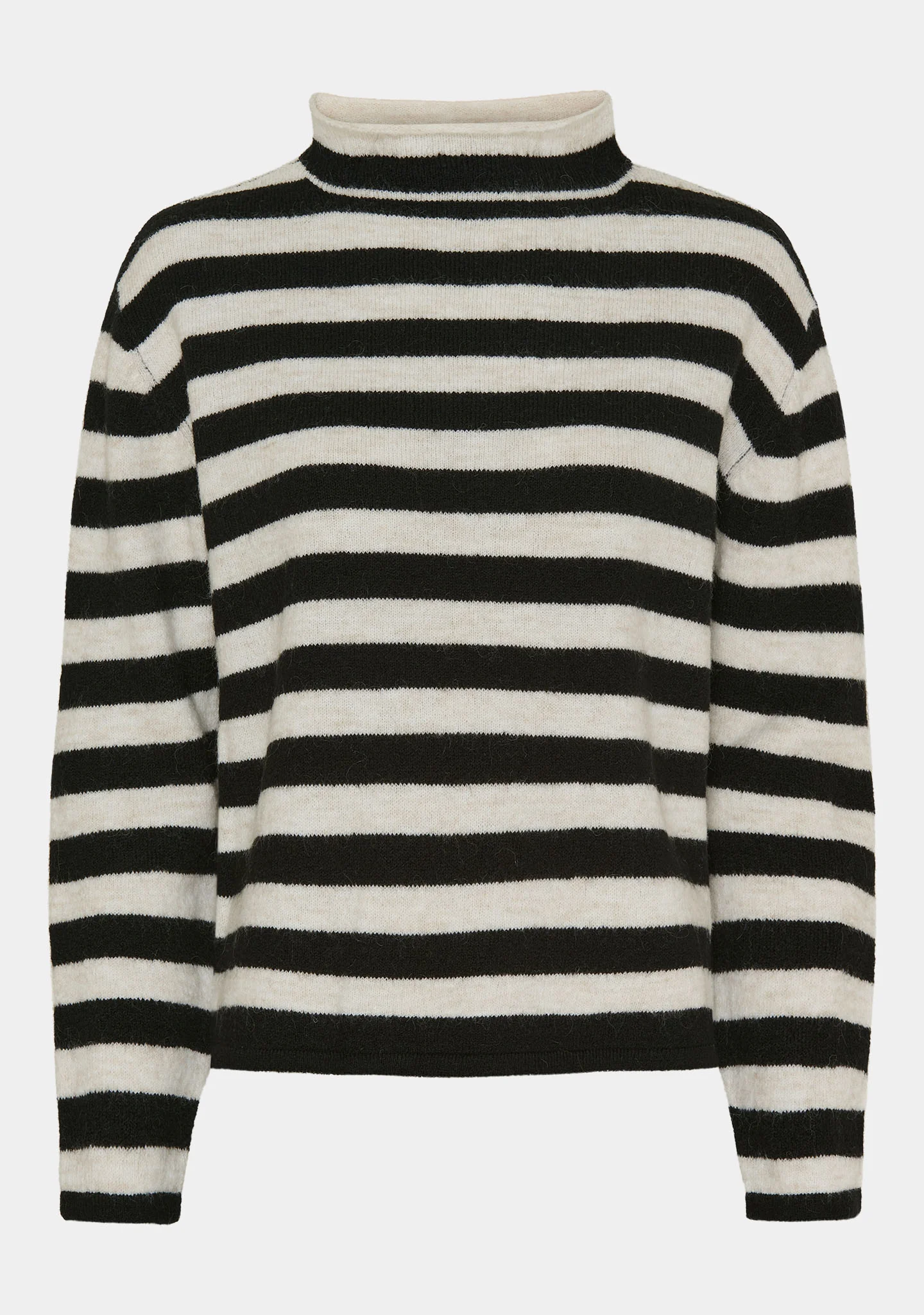 Anna Highneck Pullover - Black/Cream Stripe - Image 6