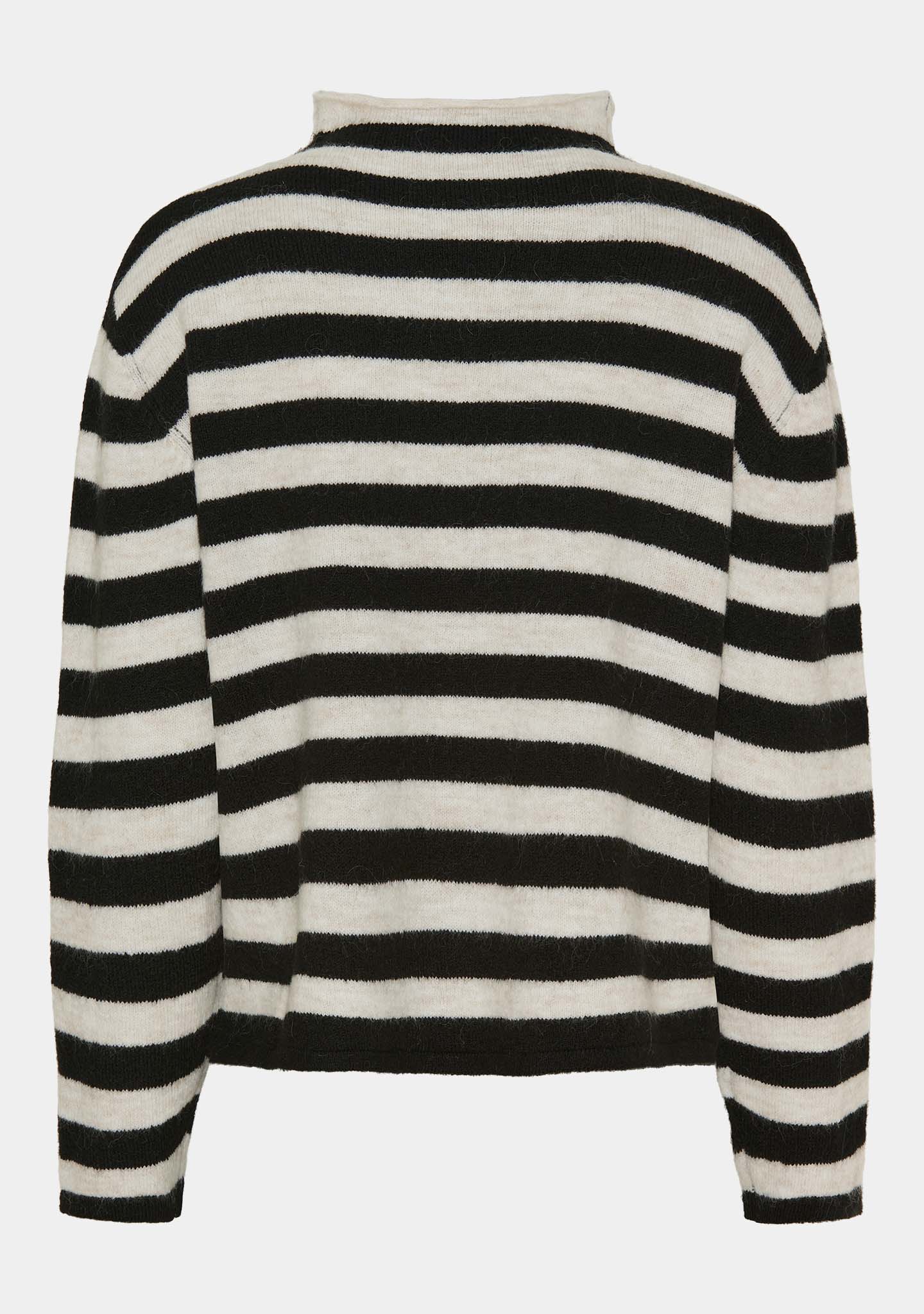 Anna Highneck Pullover - Black/Cream Stripe - Image 7