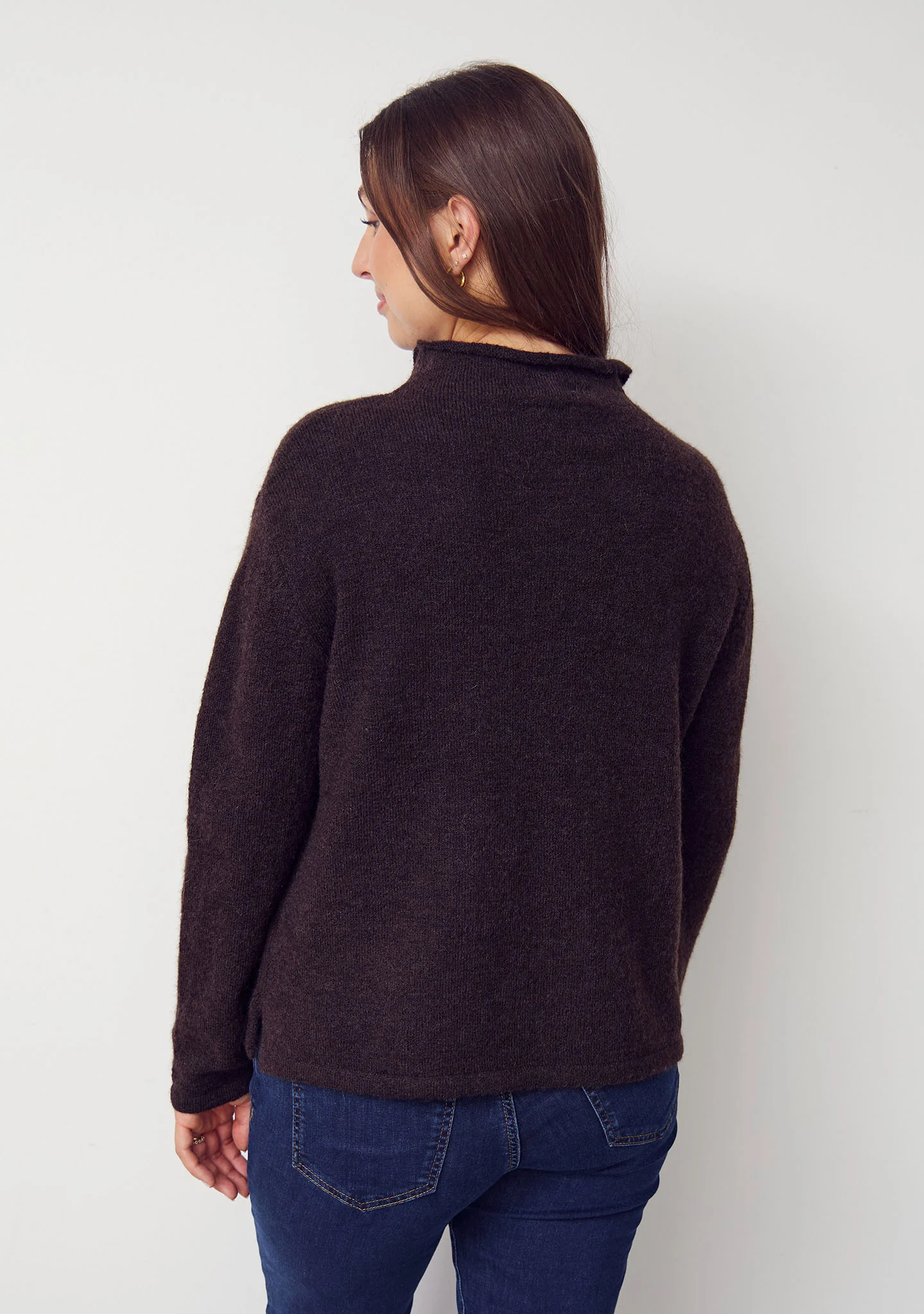 Anna Highneck Pullover - Dark Brown Melange - Image 3
