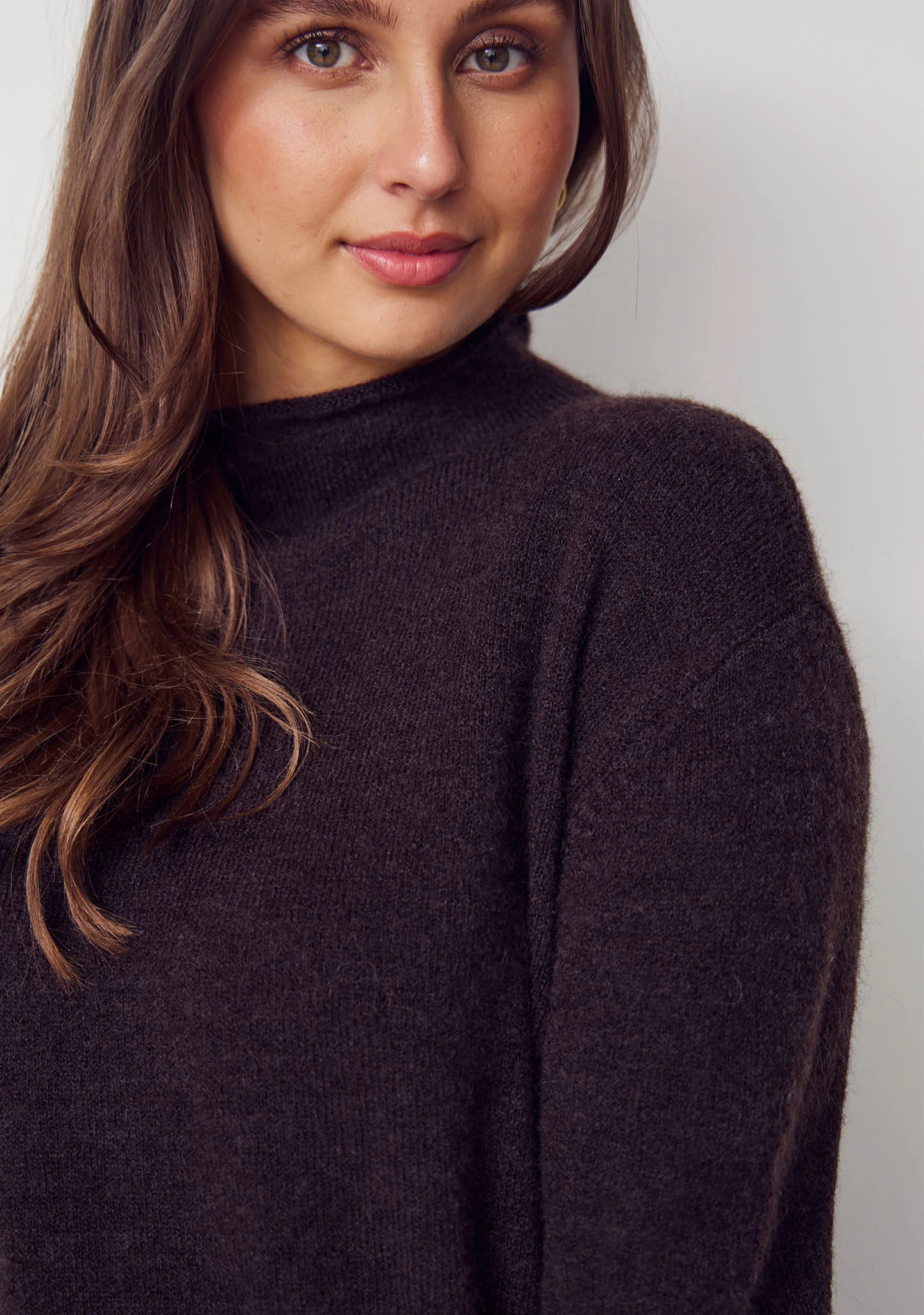 Anna Highneck Pullover - Dark Brown Melange - Image 4