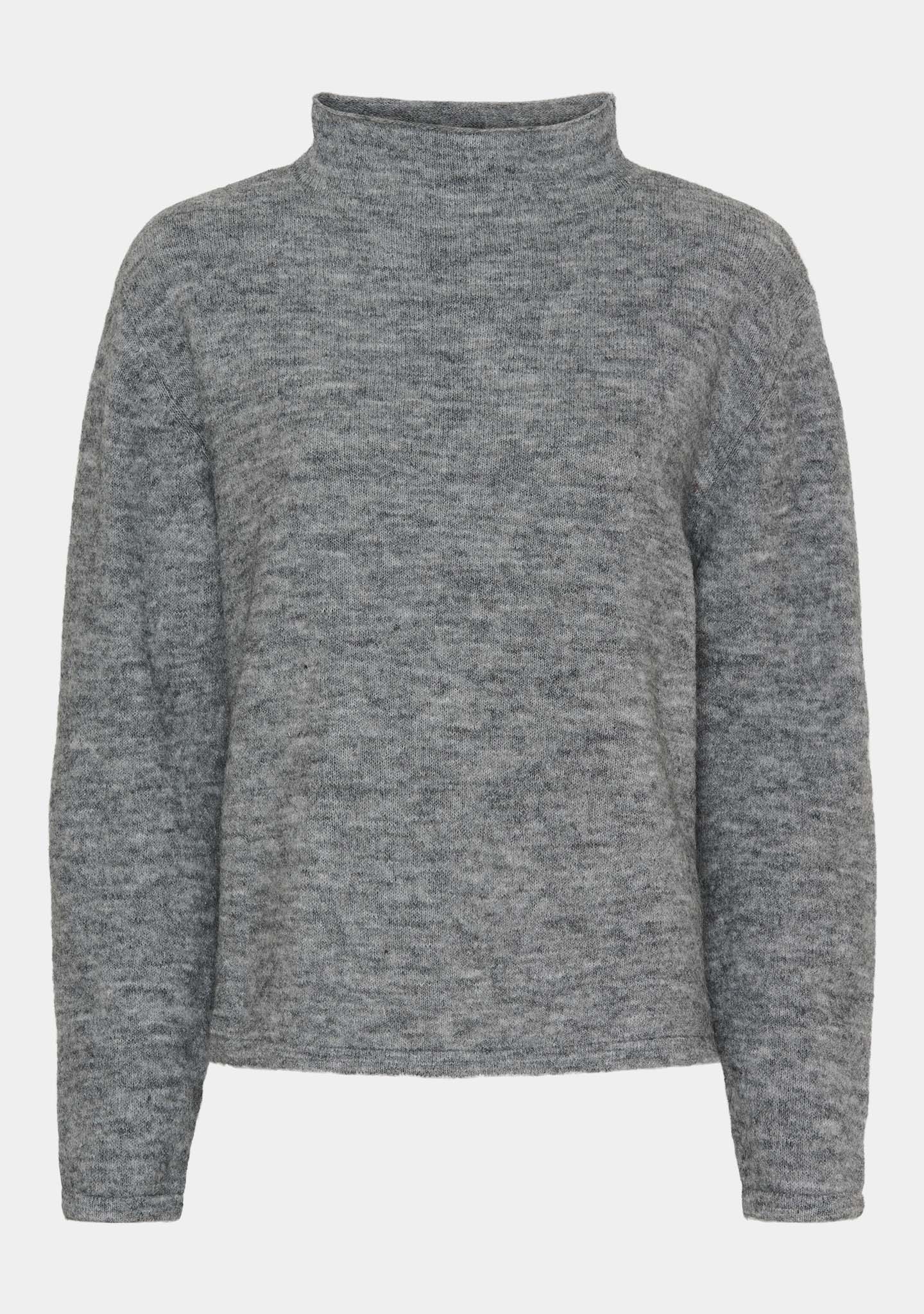 Anna Highneck Pullover - Grey Melange