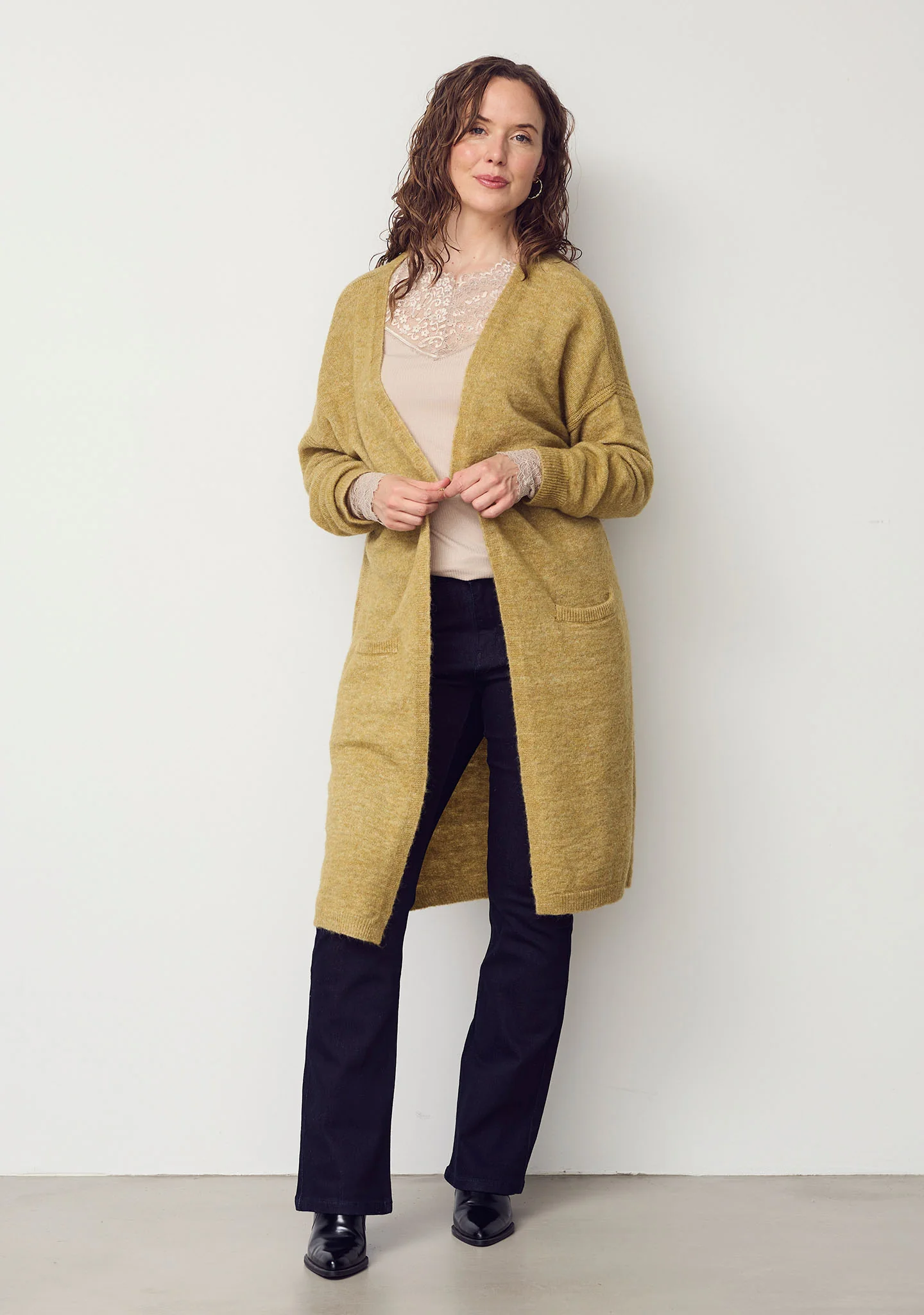 Anna Long Cardigan - Lime Melange - Image 4