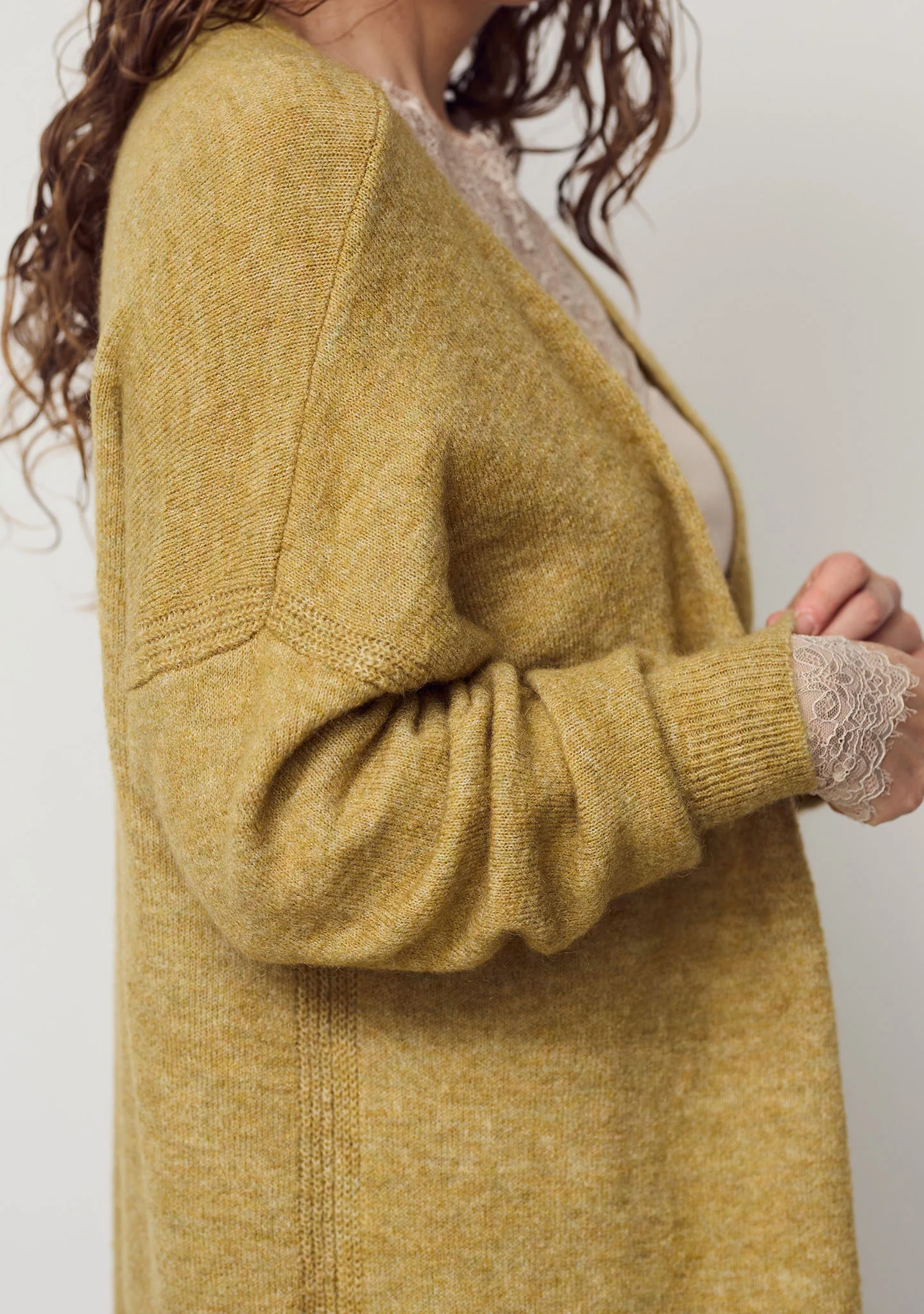 Anna Long Cardigan - Lime Melange - Image 6