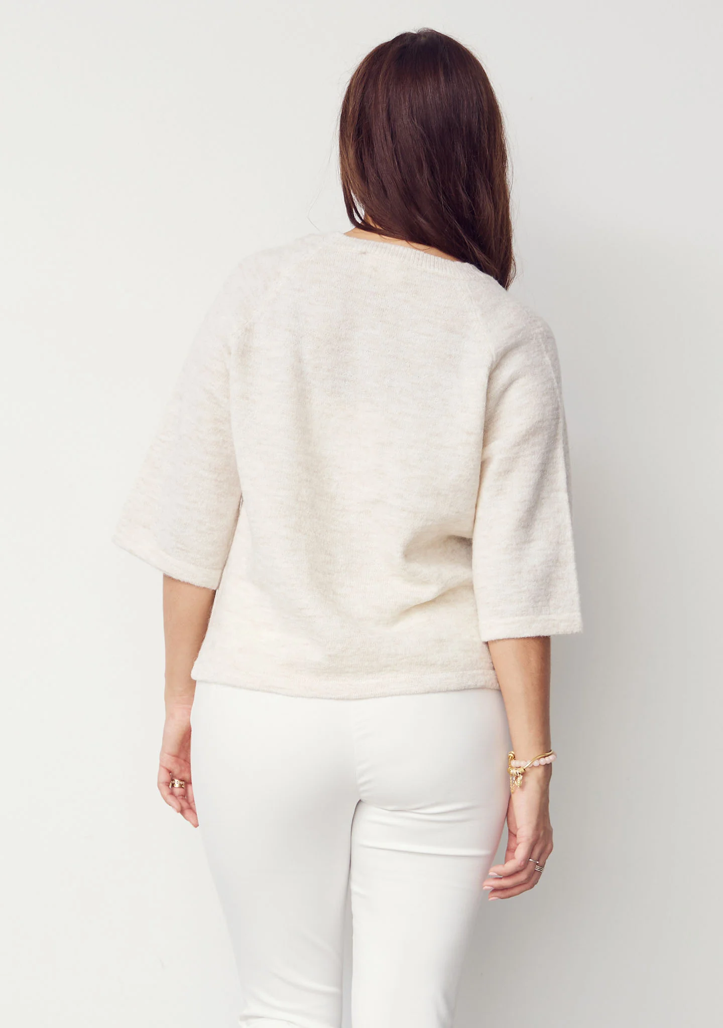 Anna s/s V-Neck Pullover - Broken White - Image 2
