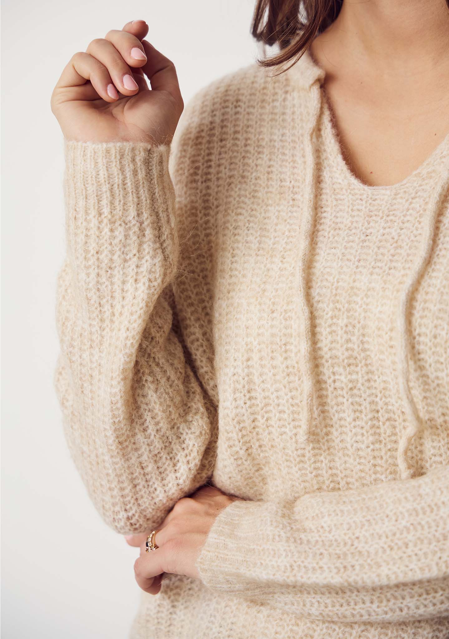 Anna String Pullover - Sand Melange - Image 3