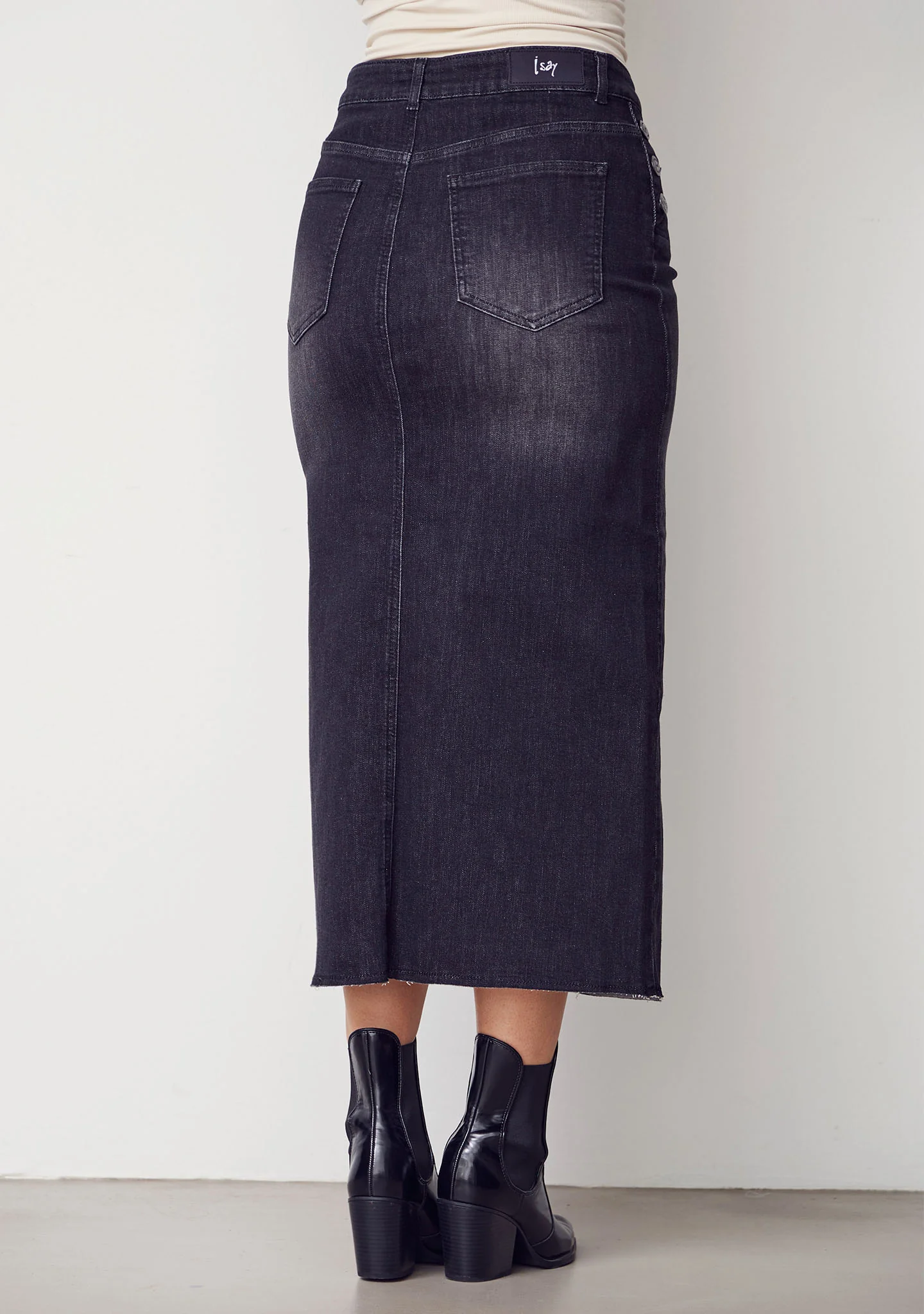 Como Denim Skirt - Washed Black - Image 3