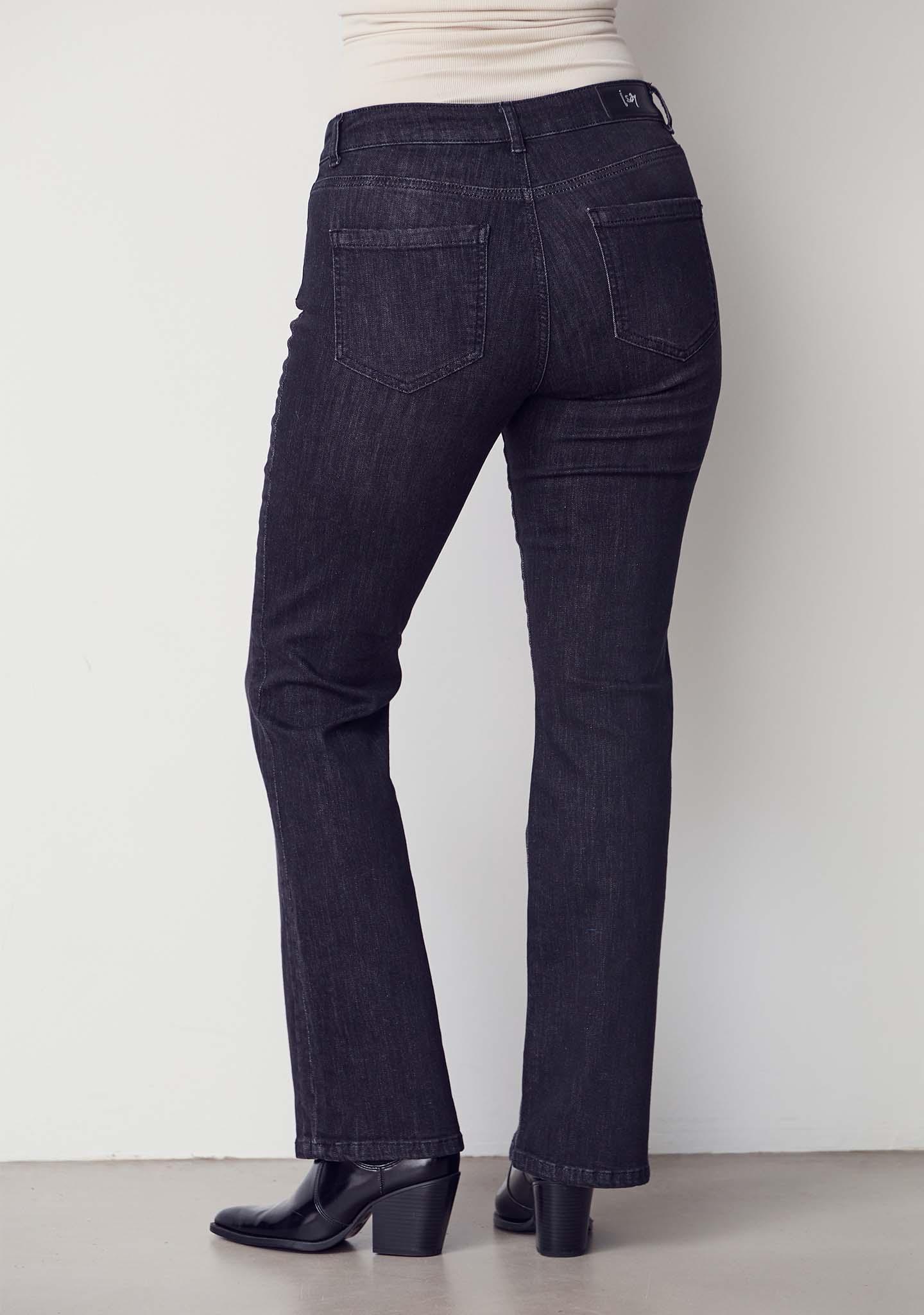 Como Flare Button Jeans - Washed Black - Image 3