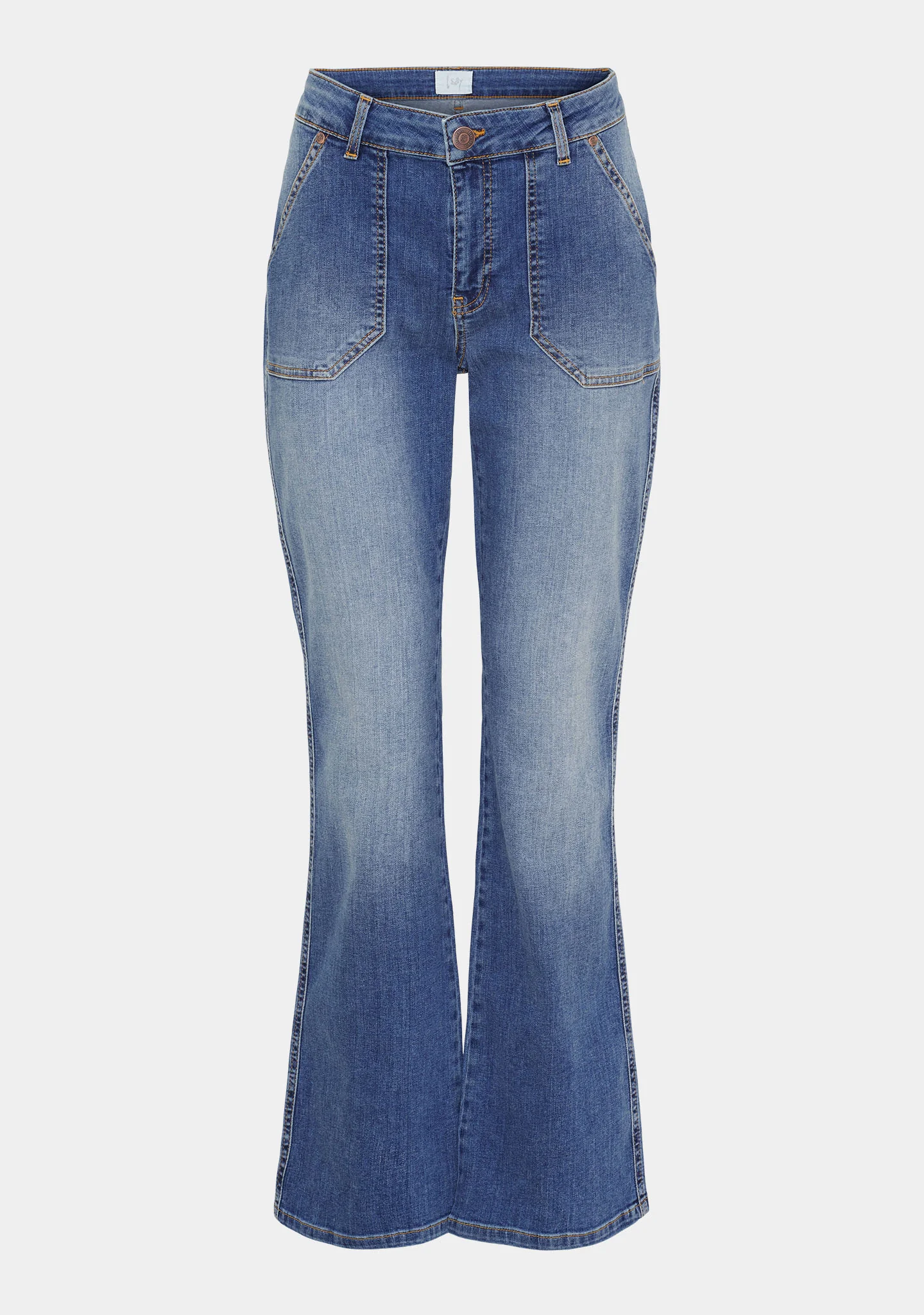 Como Long Flare Jeans - Mid Denim - Image 8