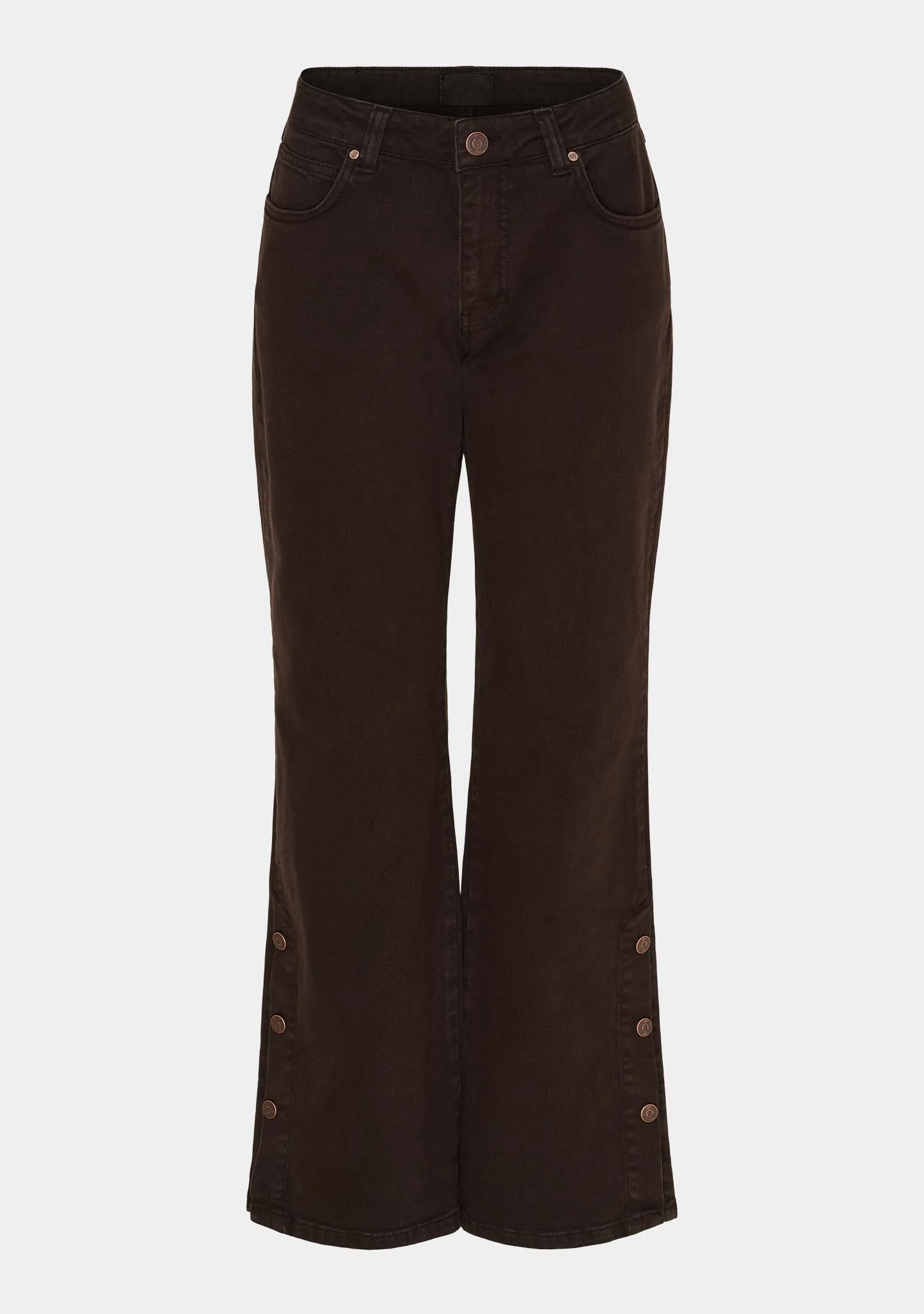 Como Twill Button Pant - Dark brown
