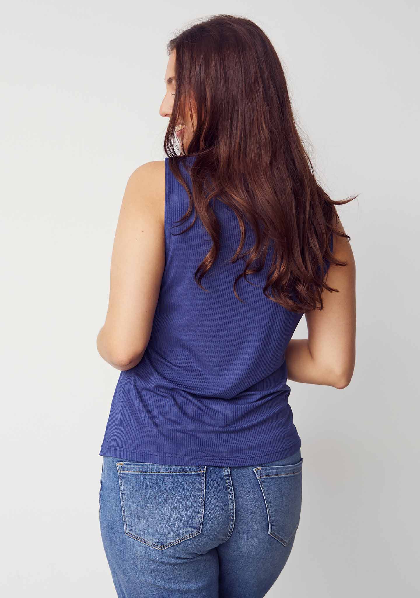 Dee V-Neck Top - Navy - Image 2