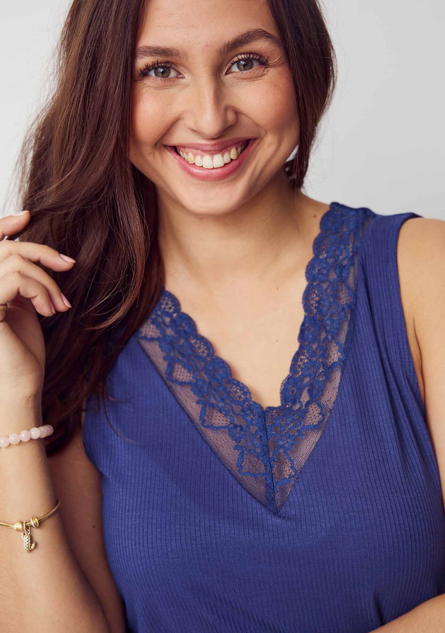Dee V-Neck Top - Navy - Image 3