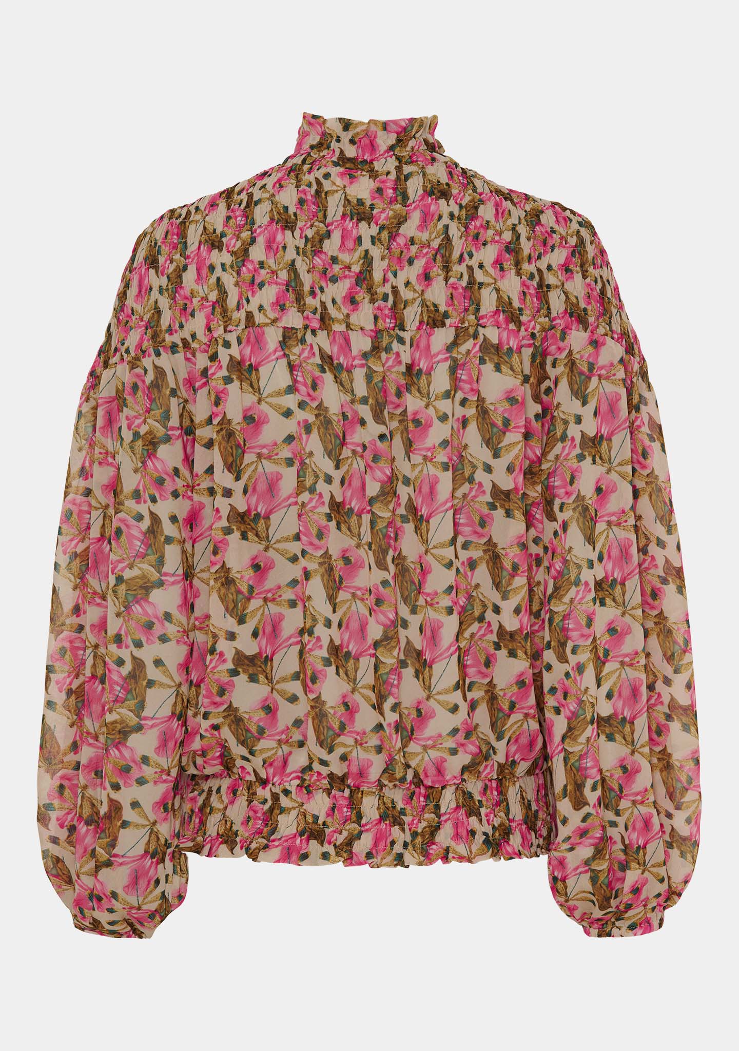Delta Smock Blouse - Pink Leaves - Image 7