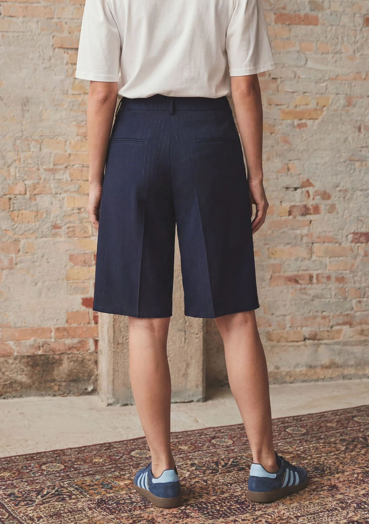 Felicia Long Shorts - Navy Pinstripe - Image 2