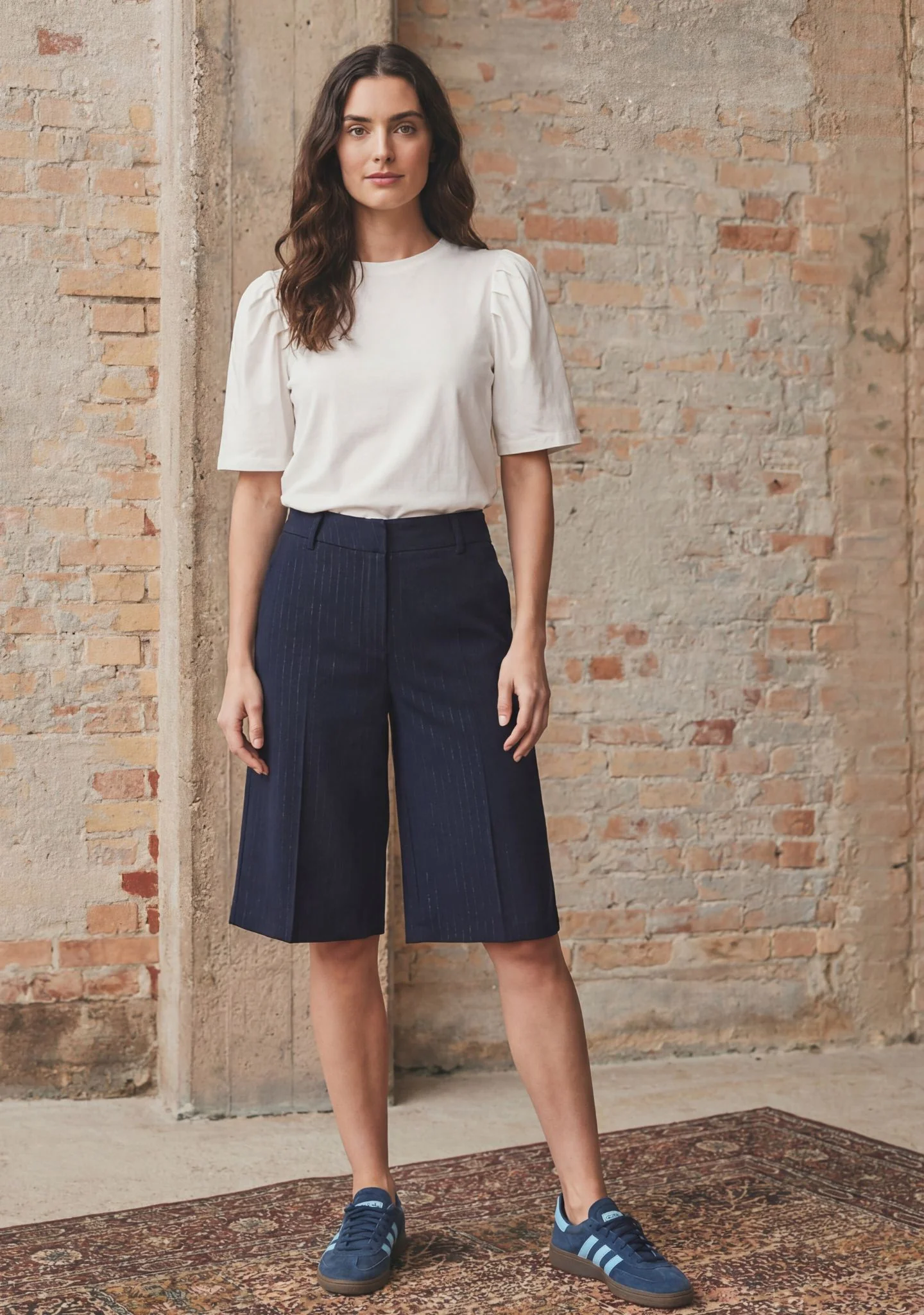 Felicia Long Shorts - Navy Pinstripe - Image 4