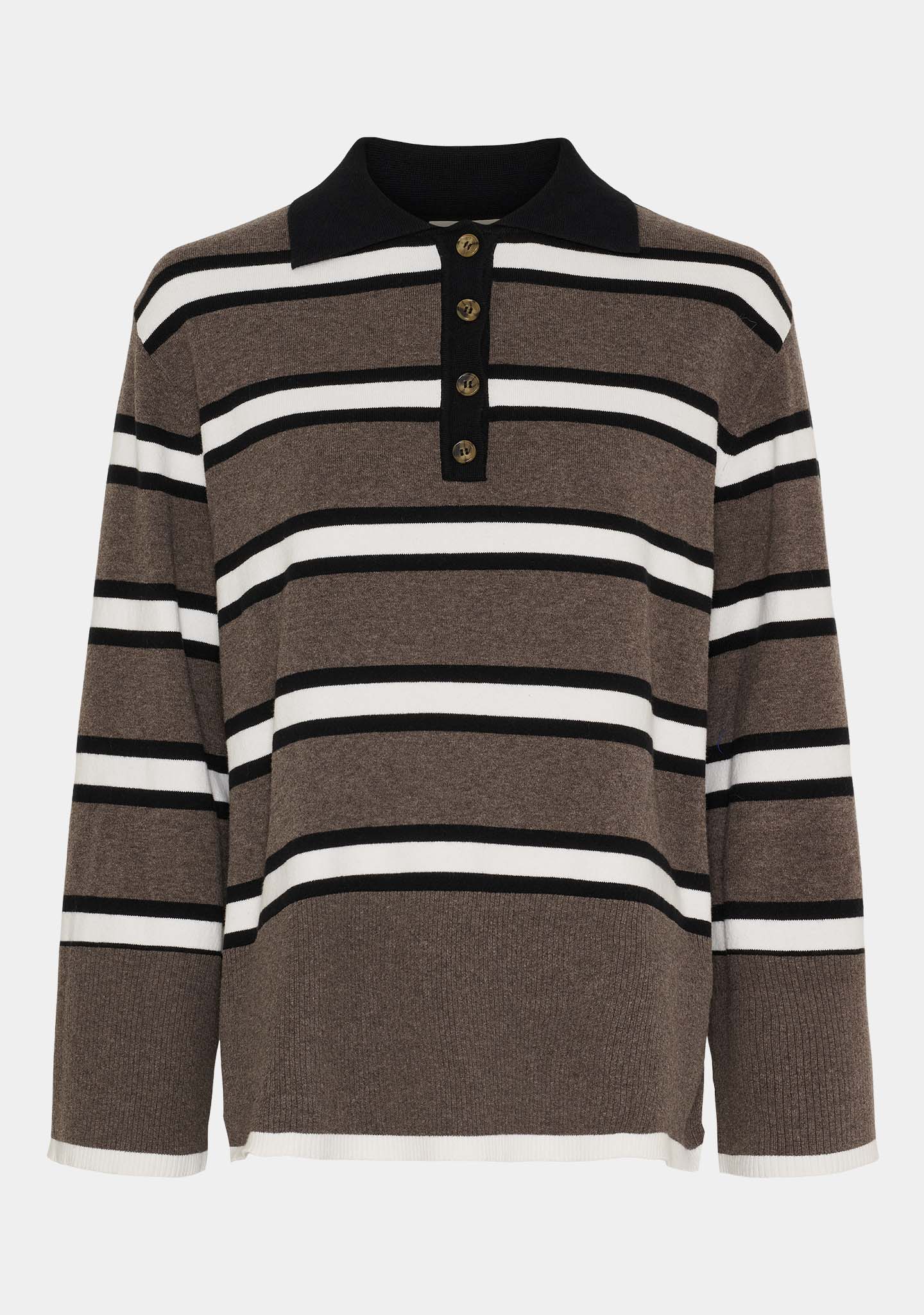 Frigga Polo Pullover - Potato Melange Stripe - Image 5