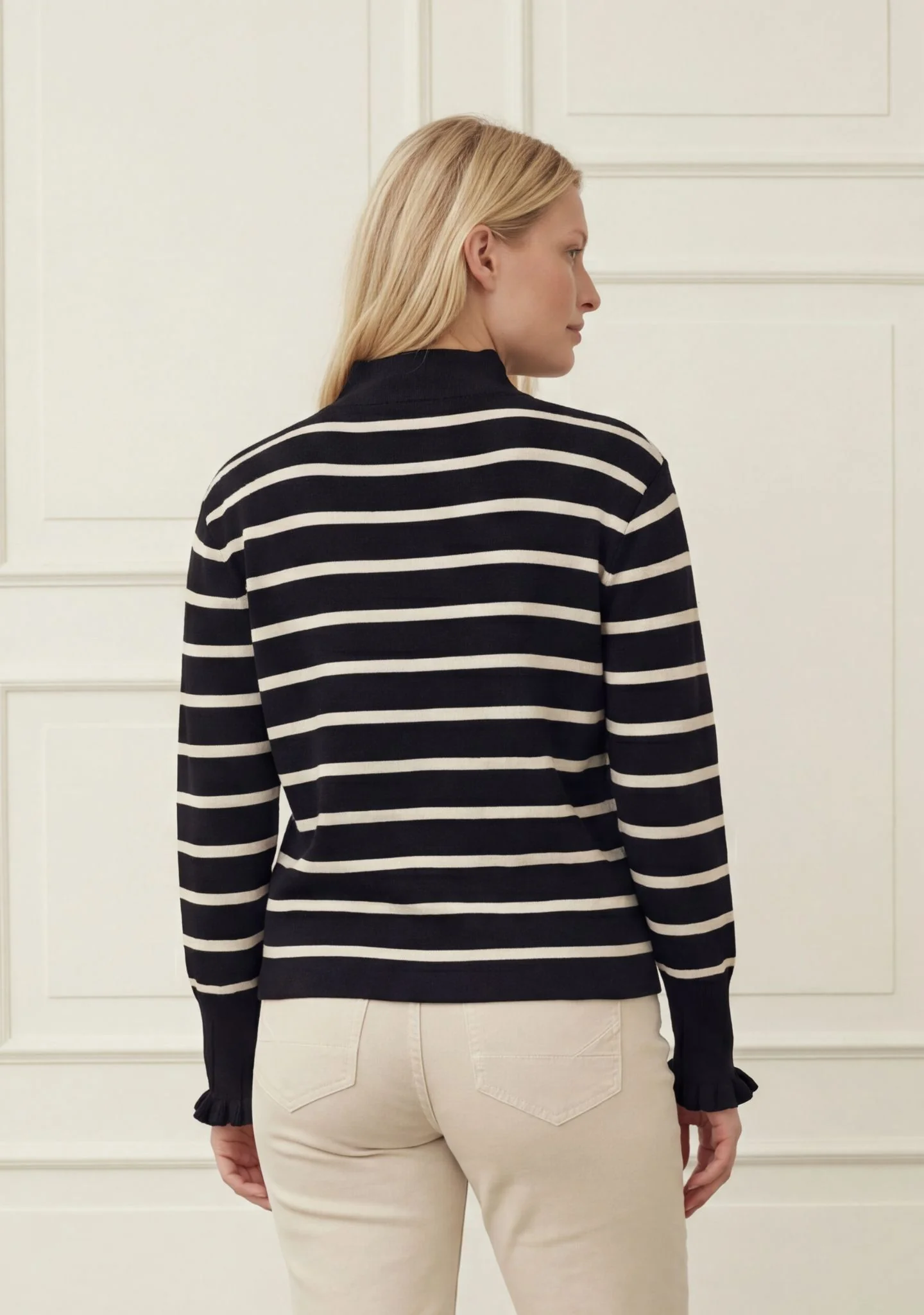 Frigga Stripe Pullover - Black w/Cream - Image 2