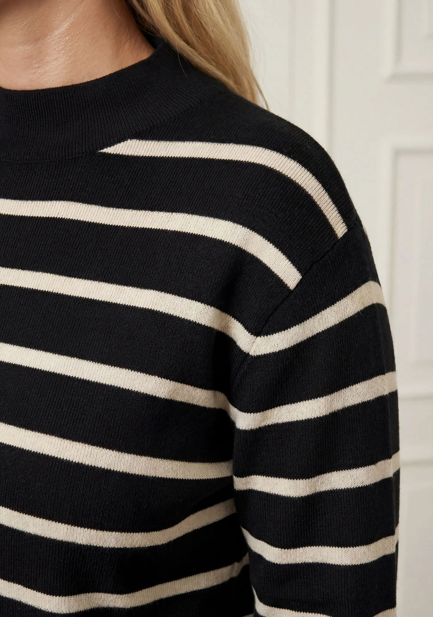 Frigga Stripe Pullover - Black w/Cream - Image 3