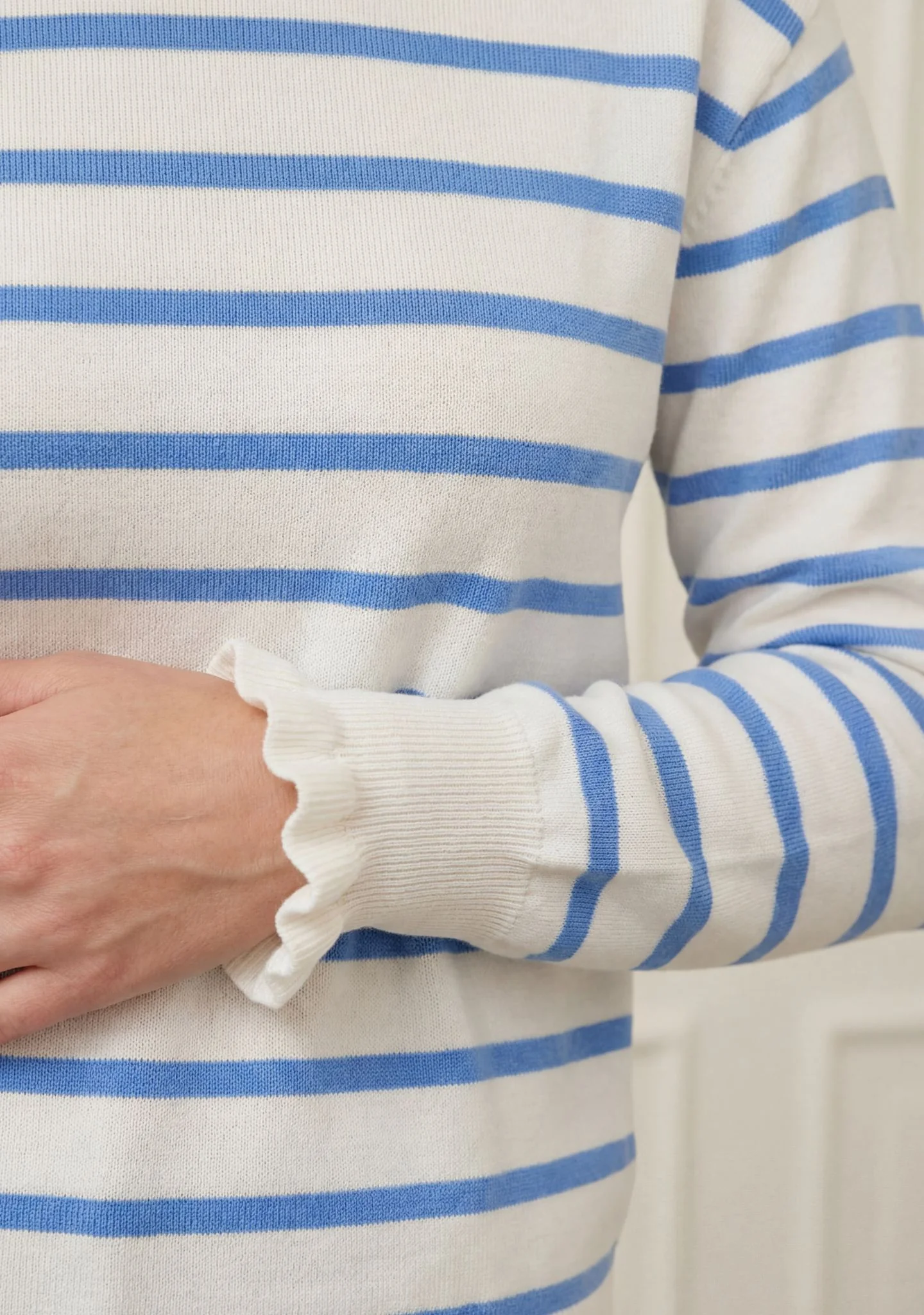 Frigga Stripe Pullover - Broken White w/Skyblue - Image 3