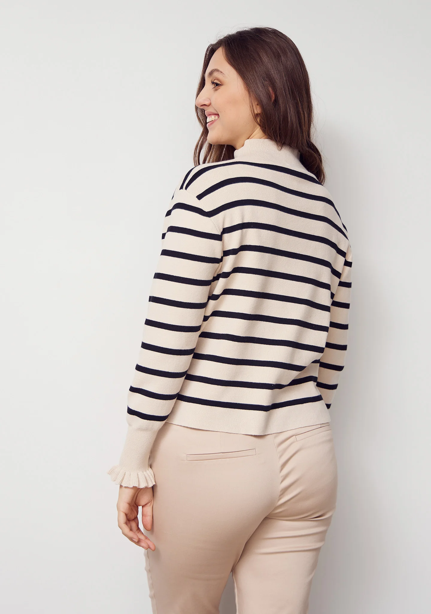 Frigga Stripe Pullover - Sand w/Black - Image 3