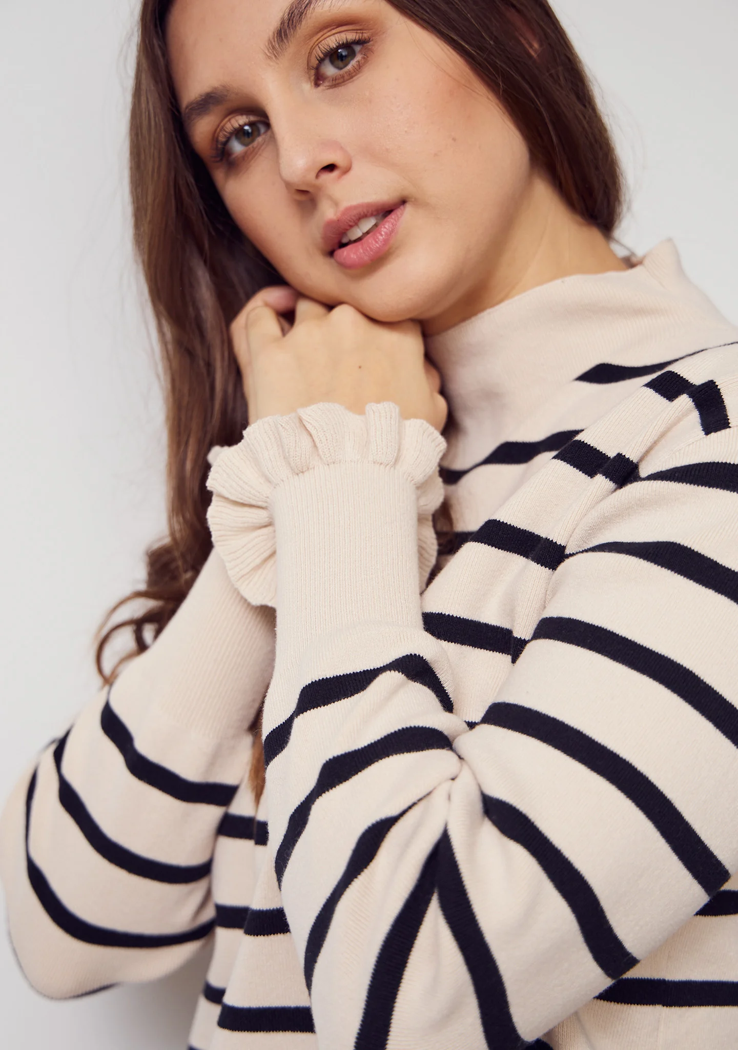Frigga Stripe Pullover - Sand w/Black - Image 4
