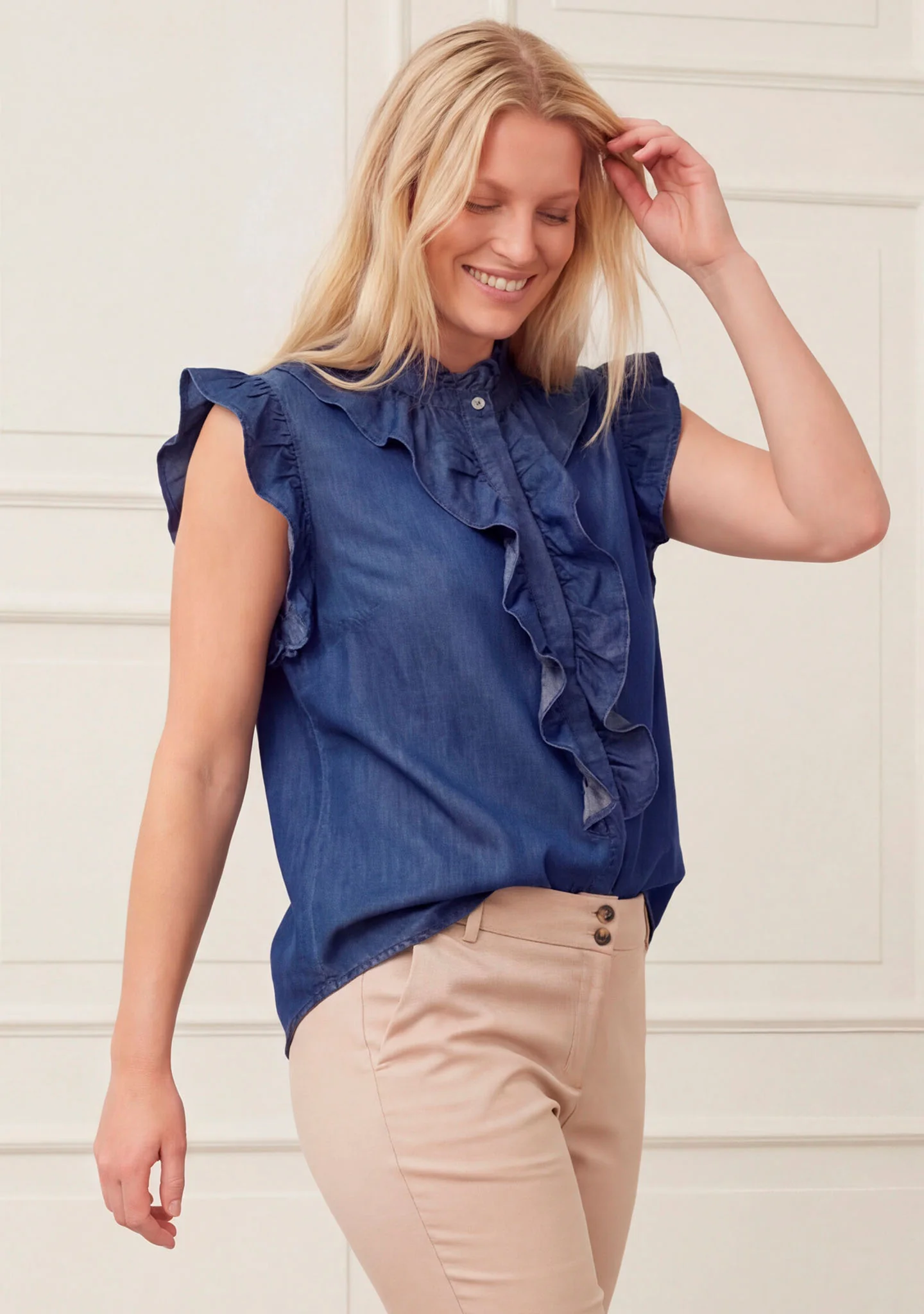 Ganja Flounce Top - Dark Denim Wash - Image 3