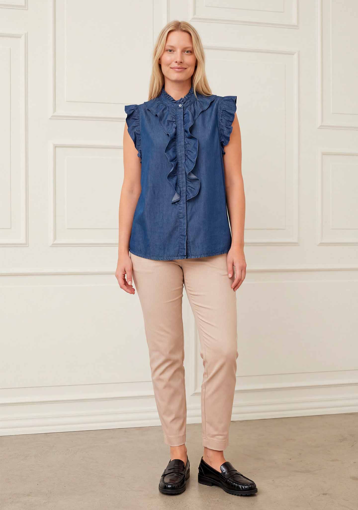Ganja Flounce Top - Dark Denim Wash - Image 4