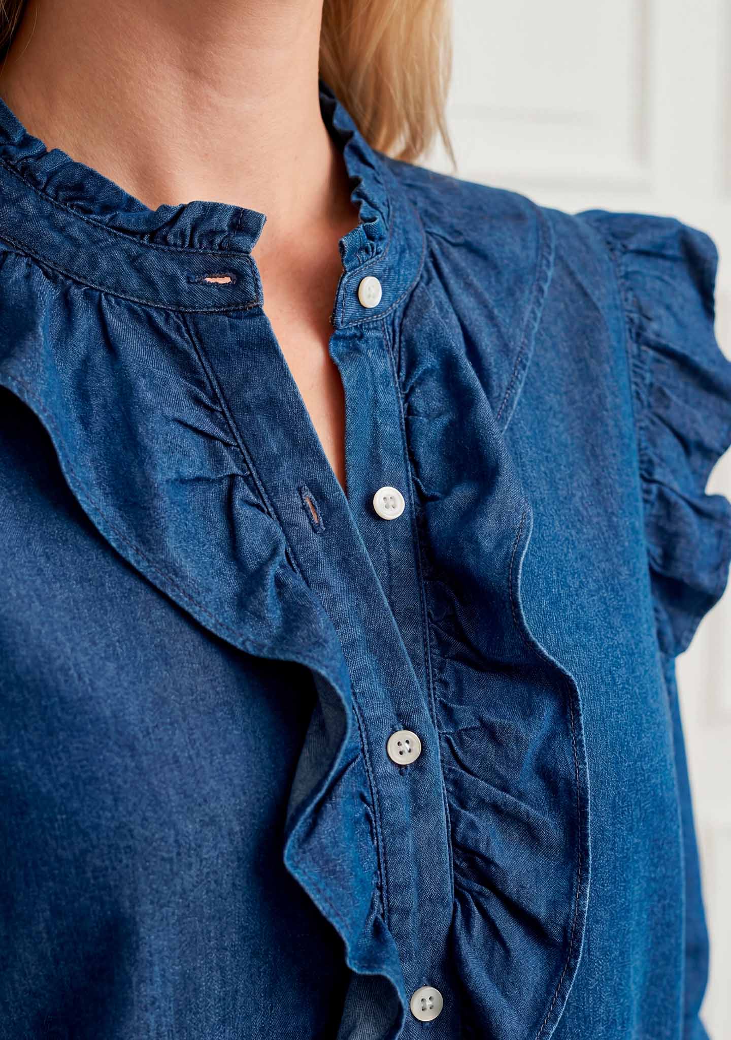 Ganja Flounce Top - Dark Denim Wash - Image 5
