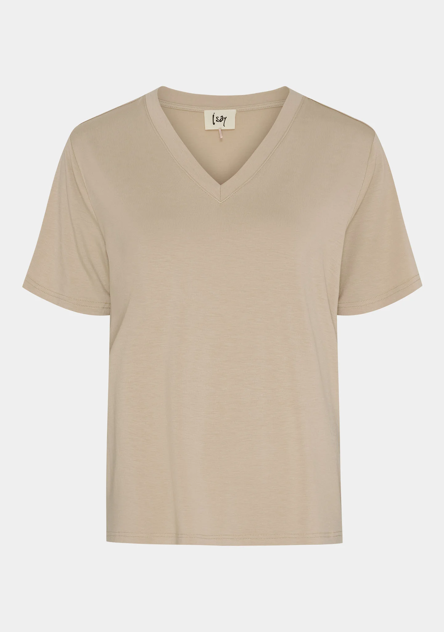 Gritt V-Neck T-Shirt - Sand - Image 4
