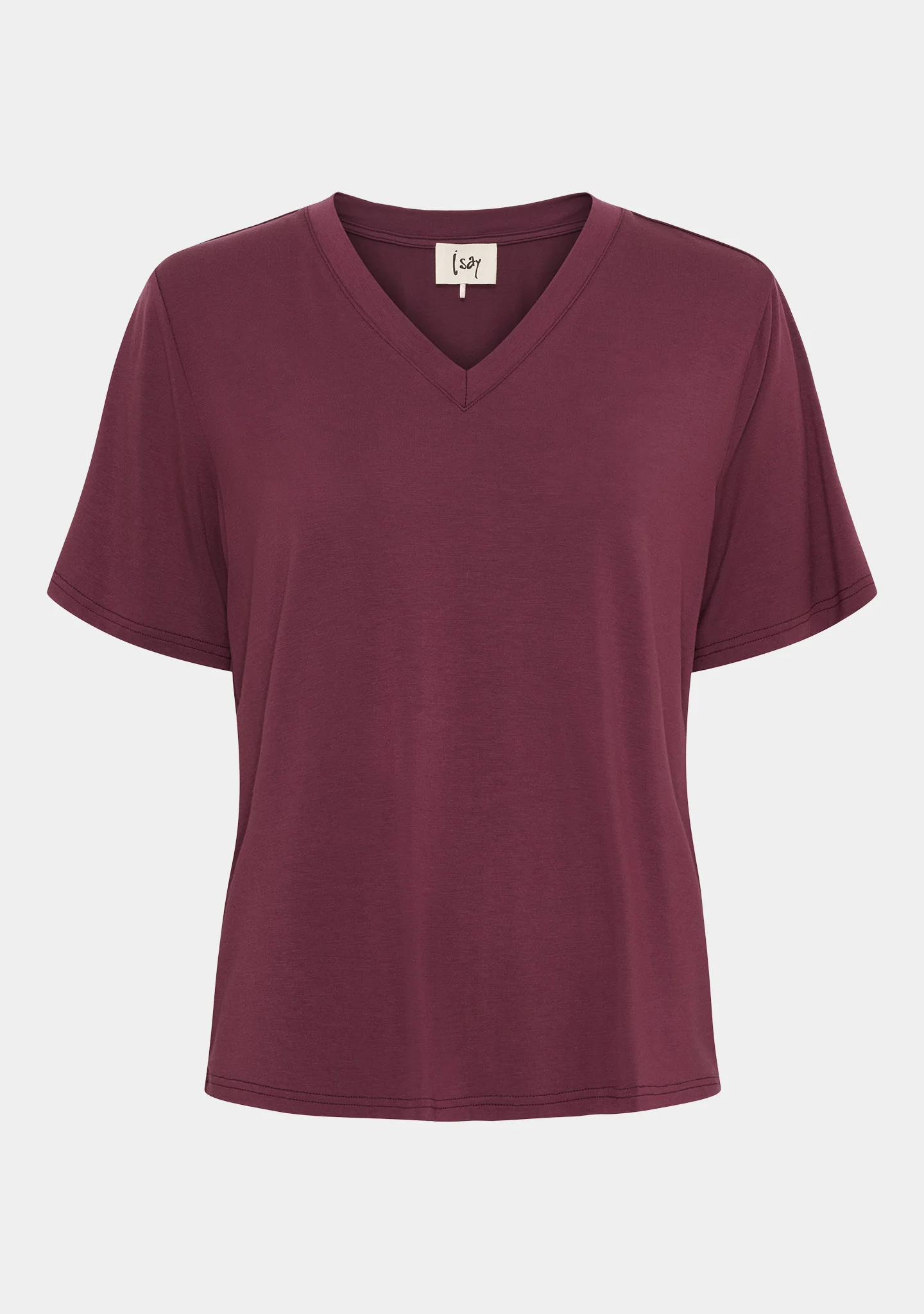 Gritt V-Neck T-Shirt - Wine