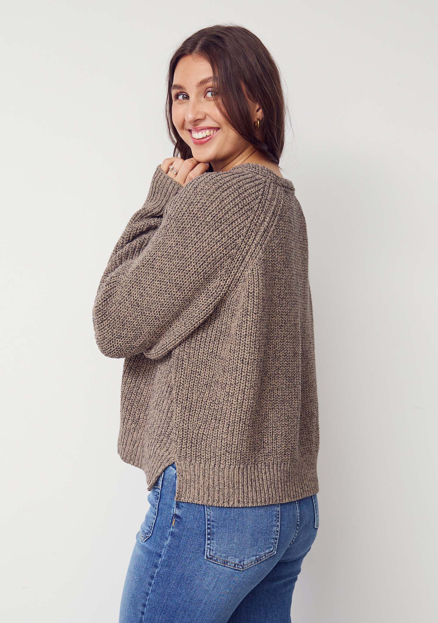 Gunda Knit Cardigan - Black/Potato Melange - Image 3