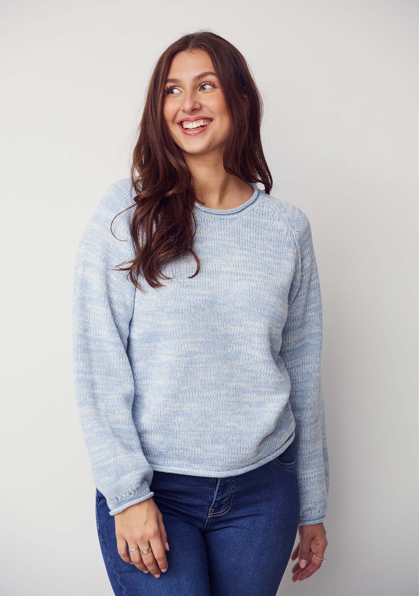 Gwen Knit Pullover - Light Blue Melange