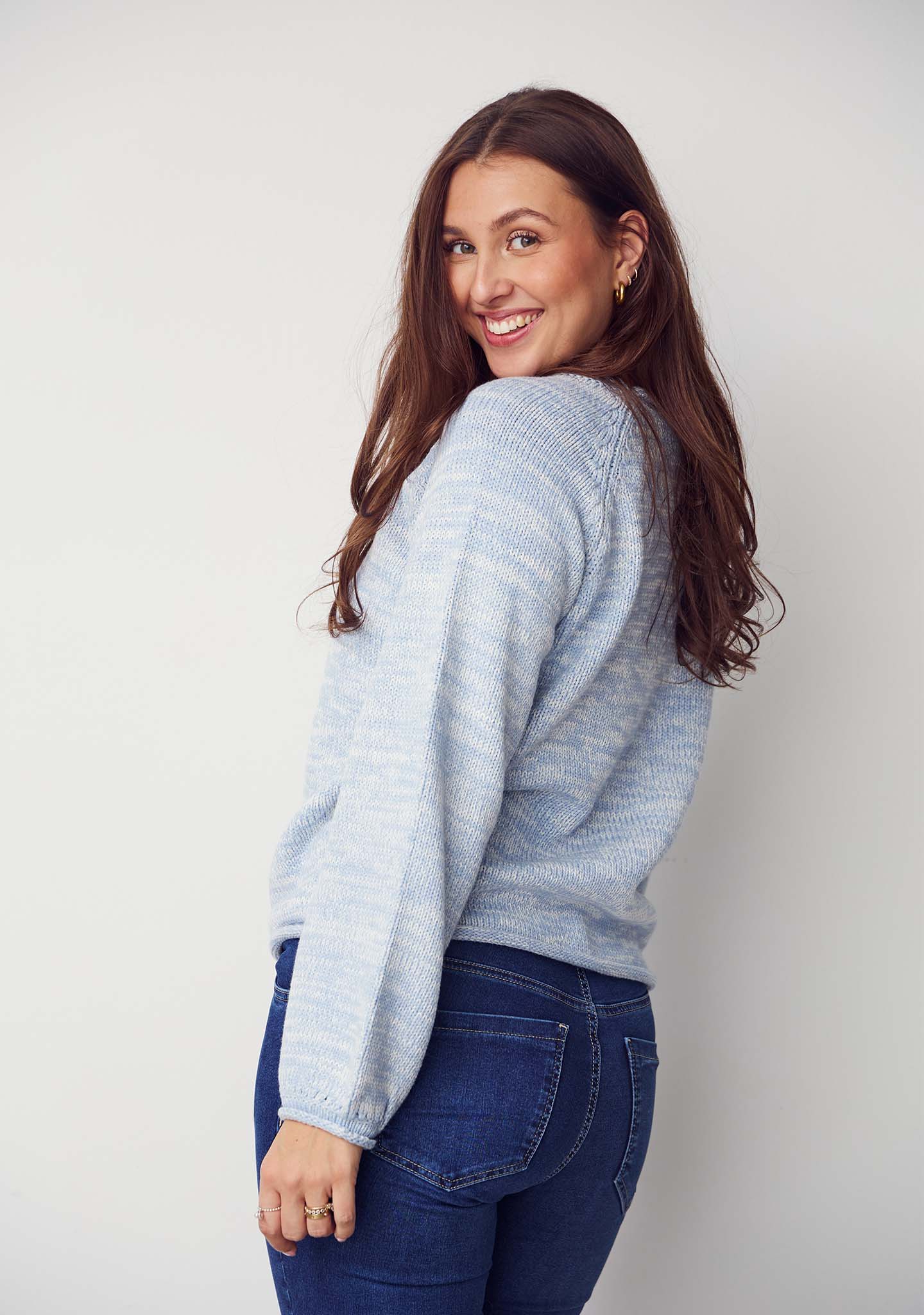 Gwen Knit Pullover - Light Blue Melange - Image 2
