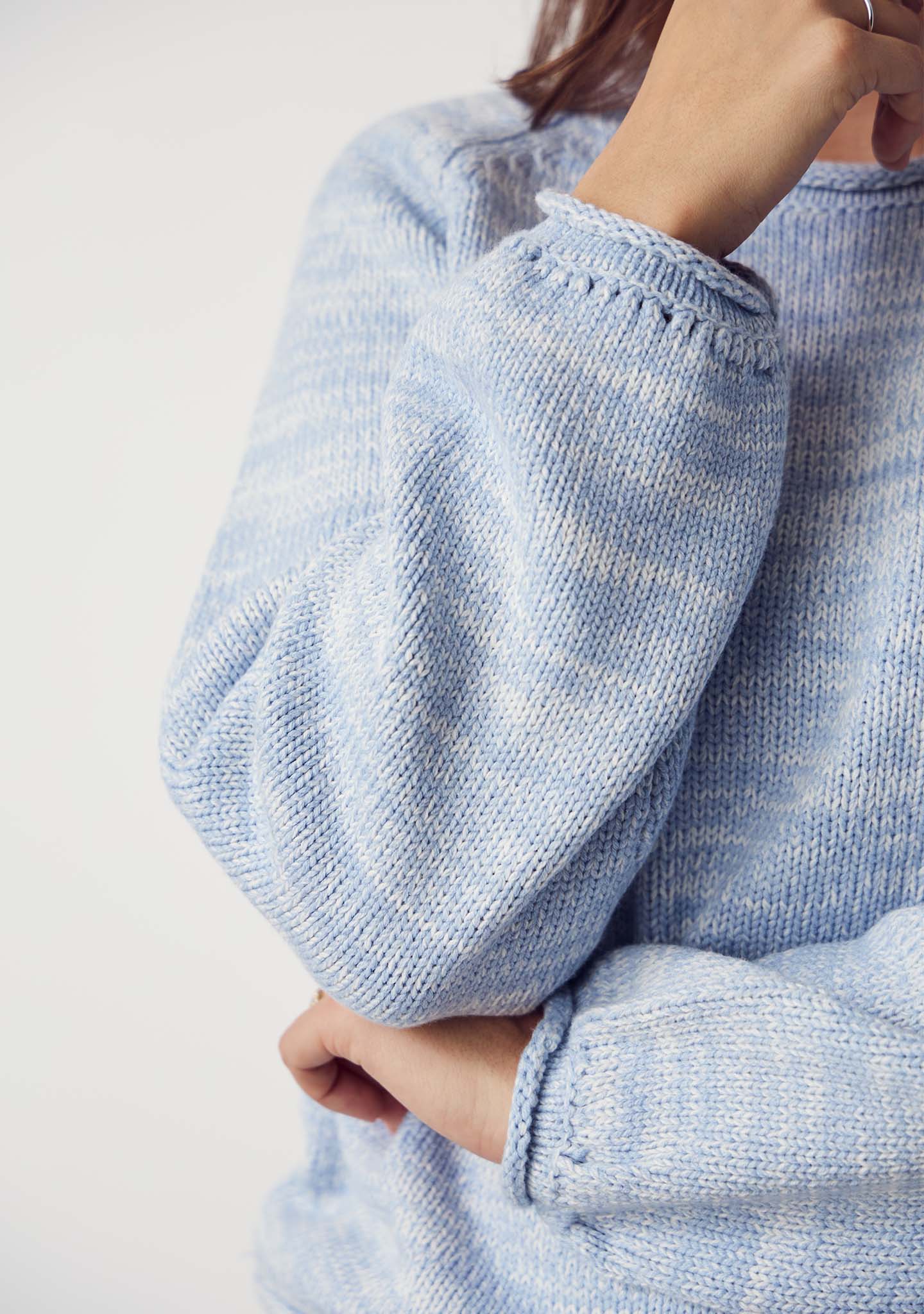 Gwen Knit Pullover - Light Blue Melange - Image 3
