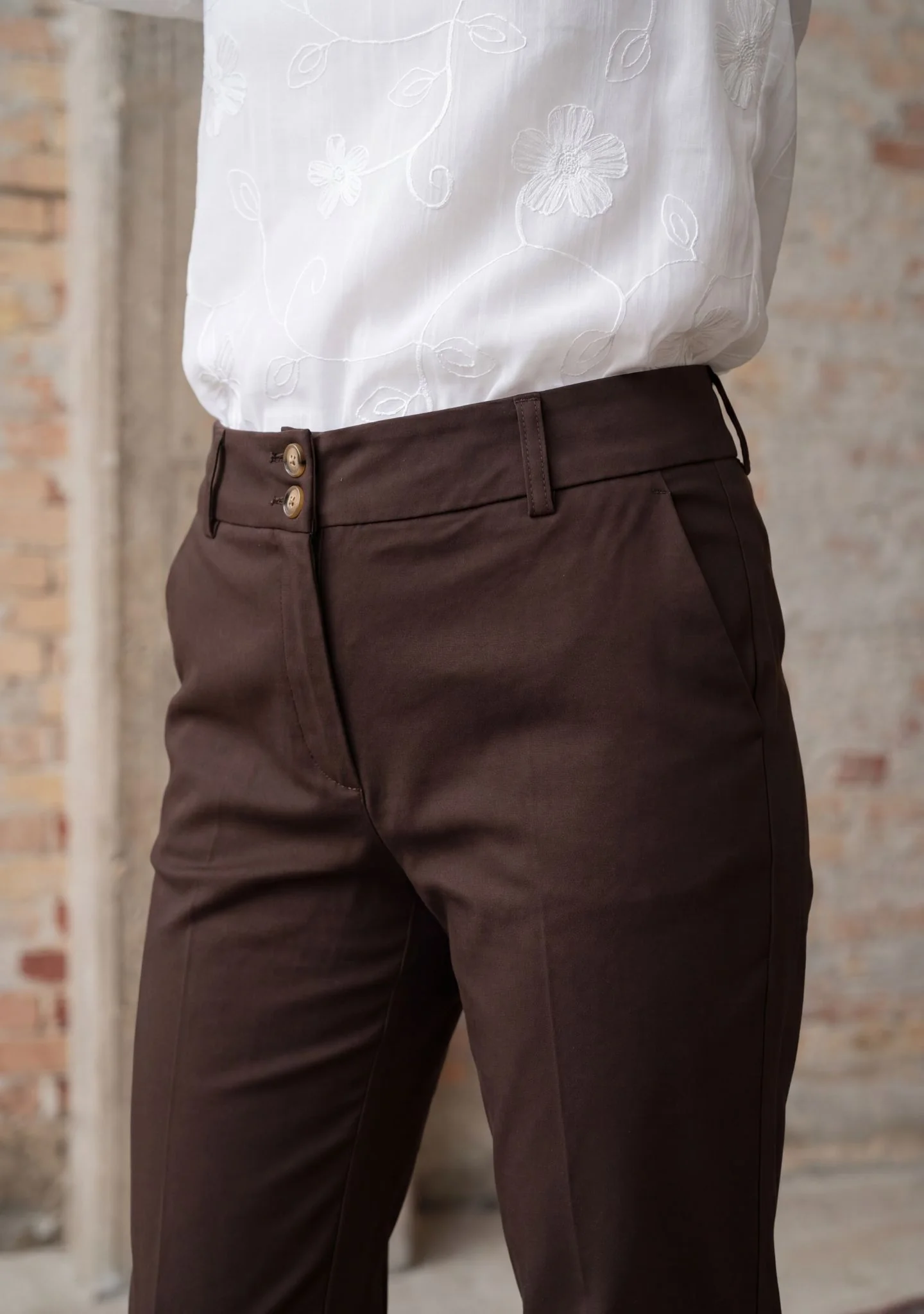Isay Chino Pant - Dark Brown LONG - Image 4