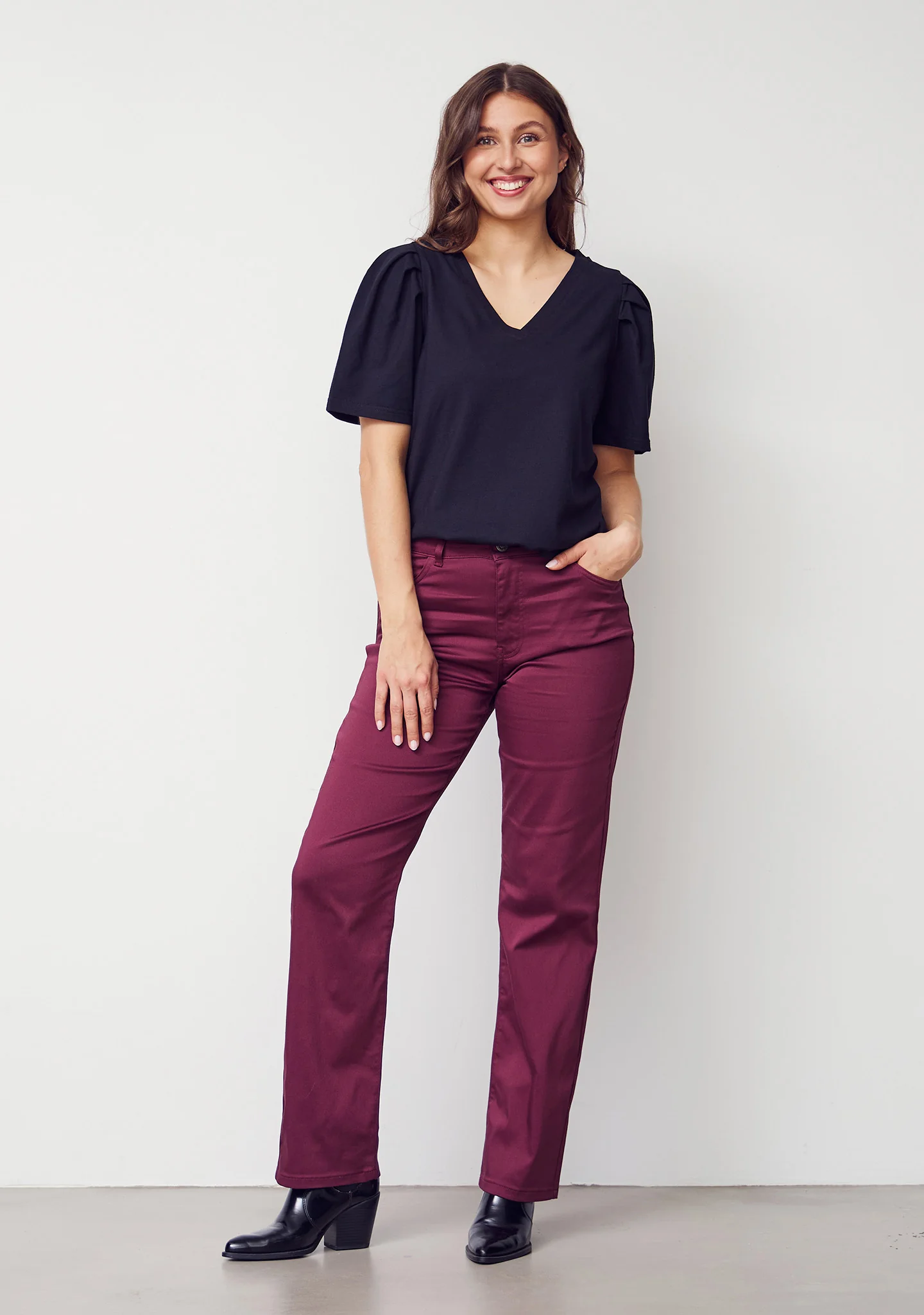 Isay Long Straight Pant - Wine - Image 5