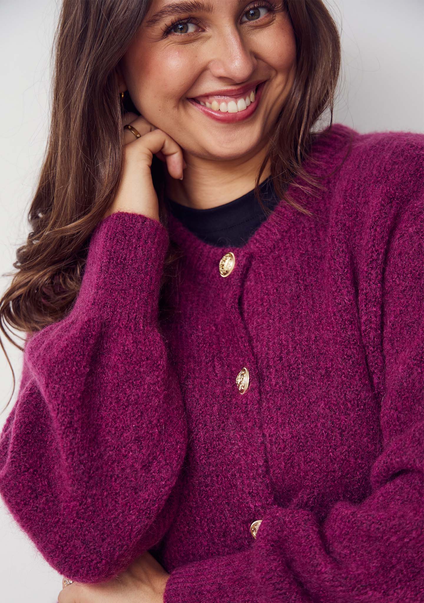 Joa Knit Cardigan - Cerise - Image 4