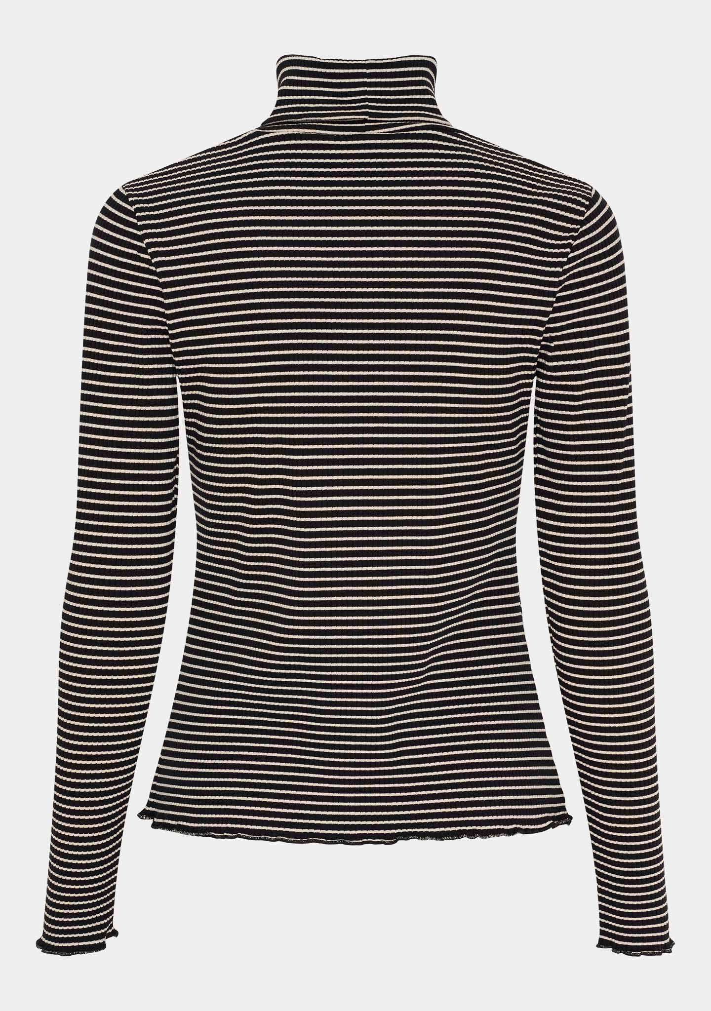 Karla Rollneck Blouse - Black w/Cream - Image 7
