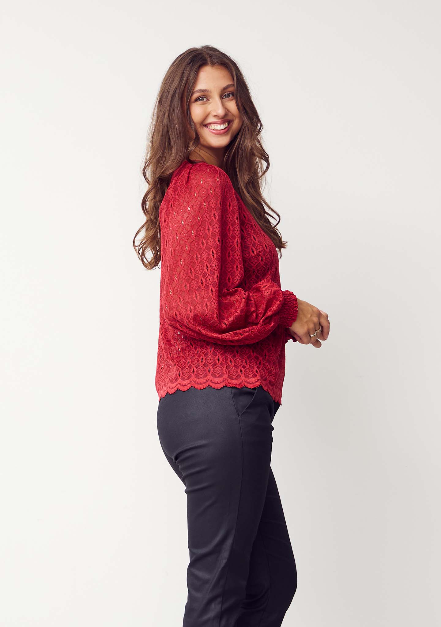 Katty Lace Blouse - Warm Red - Image 3