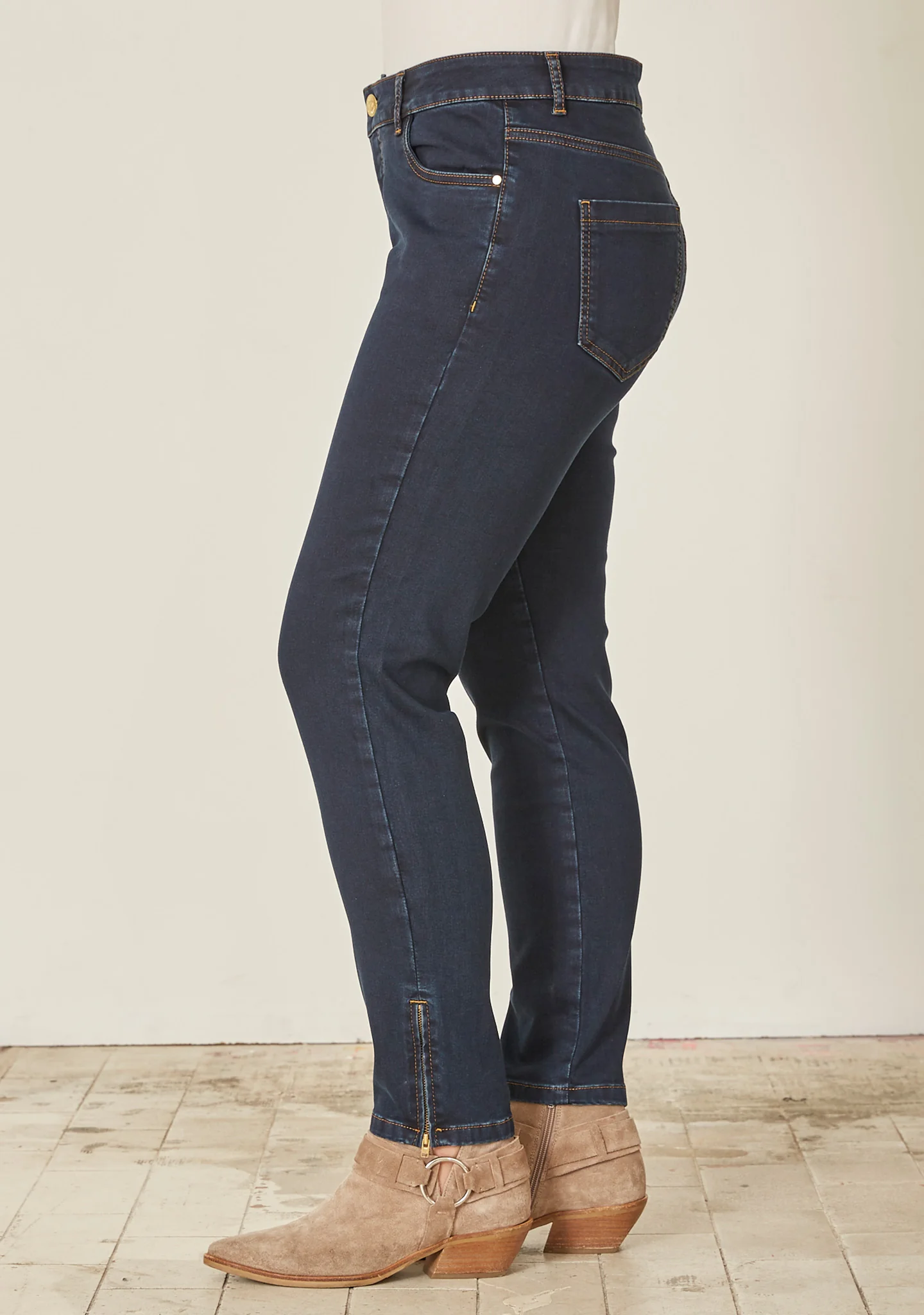 Lido Zip Jeans - Denim Blue Unwashed - Image 3