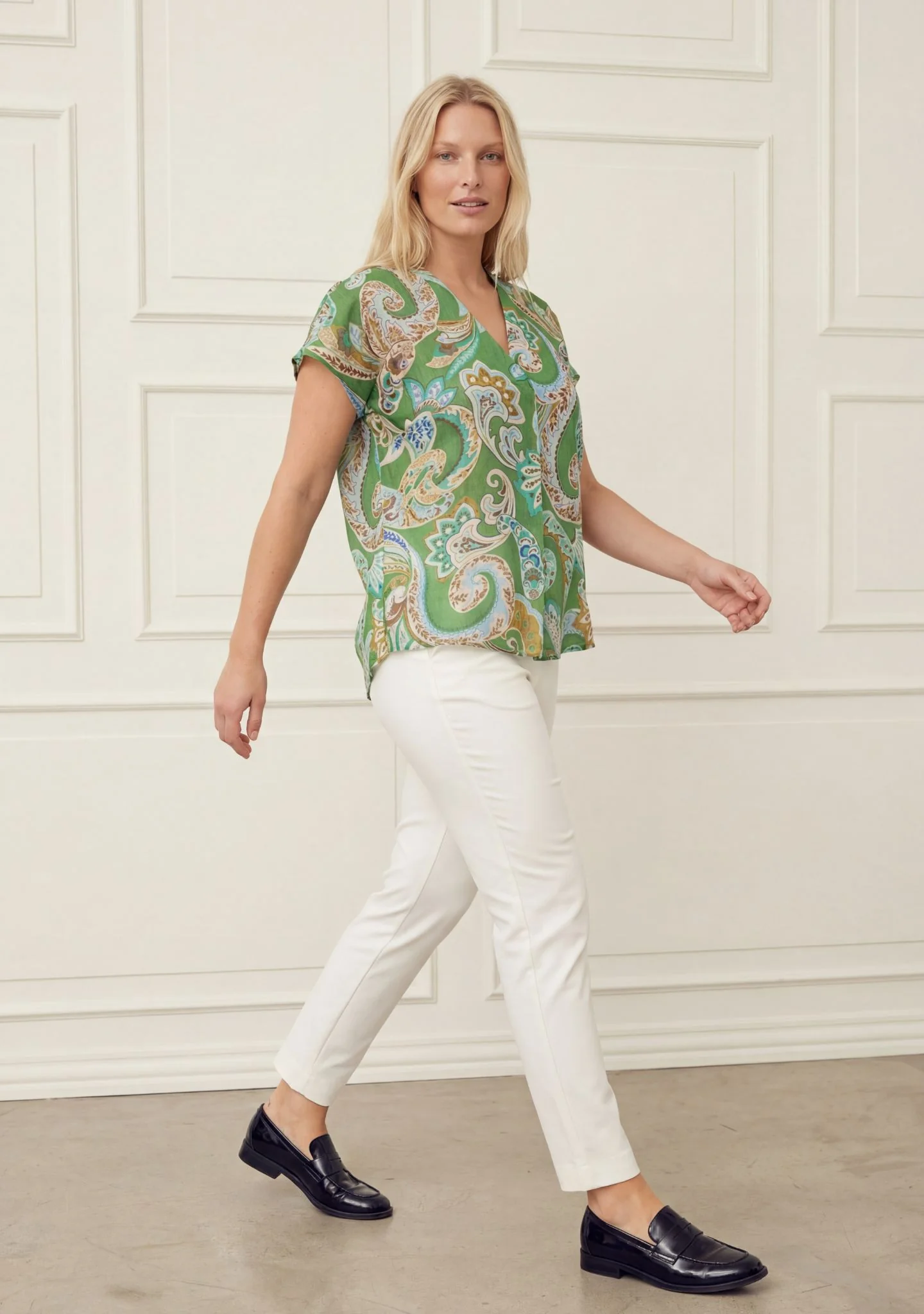 Lotta Top - Grass Green Paisley - Image 5