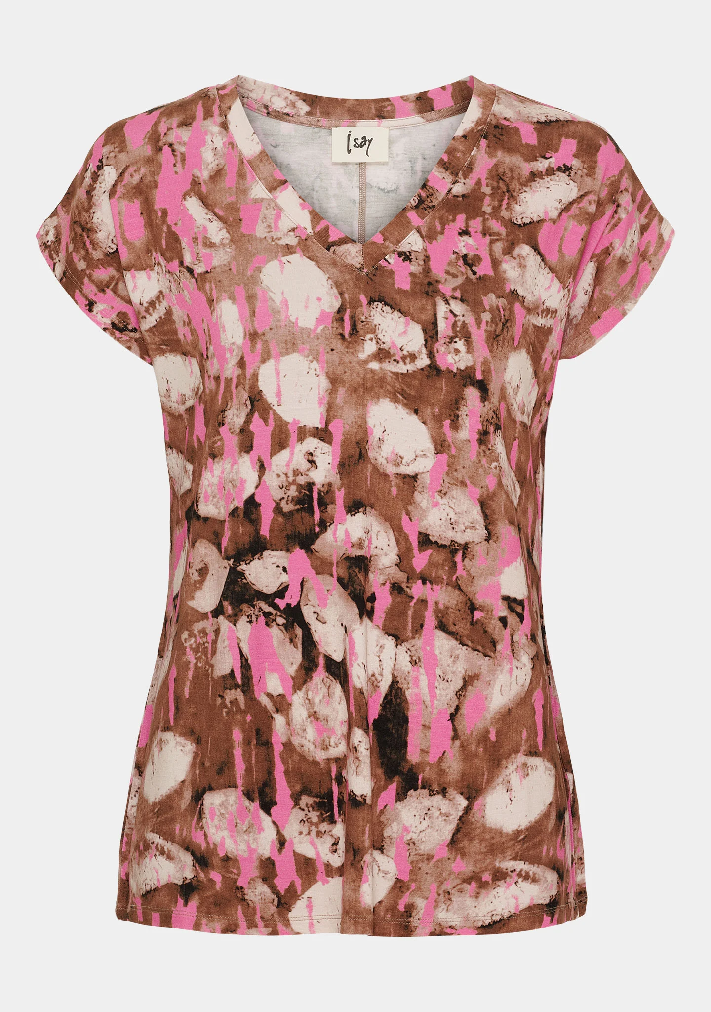 Louis Printed V-Neck T-Shirt - Luxury Camel w/Pink - Image 5